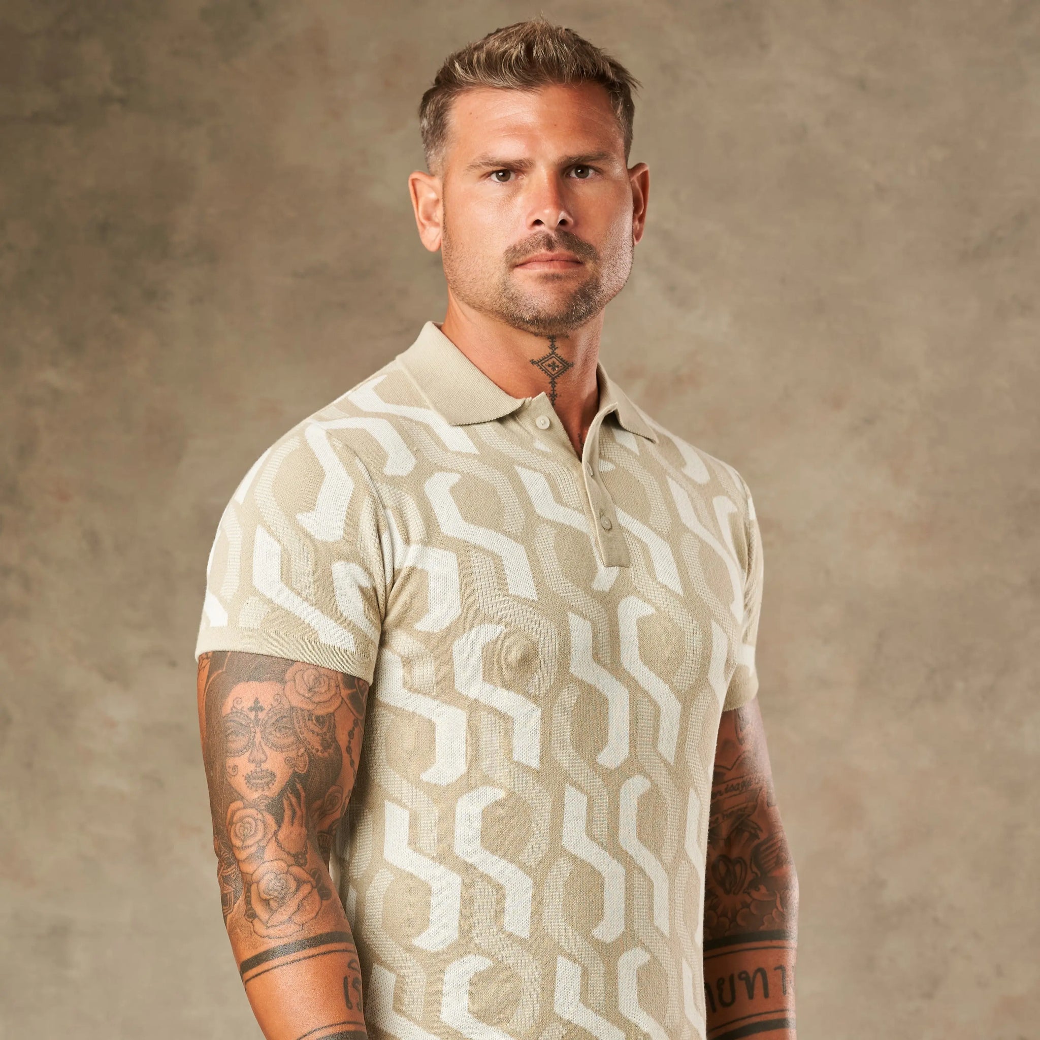 Interlocking Tile Pattern Polo  - Legacy London