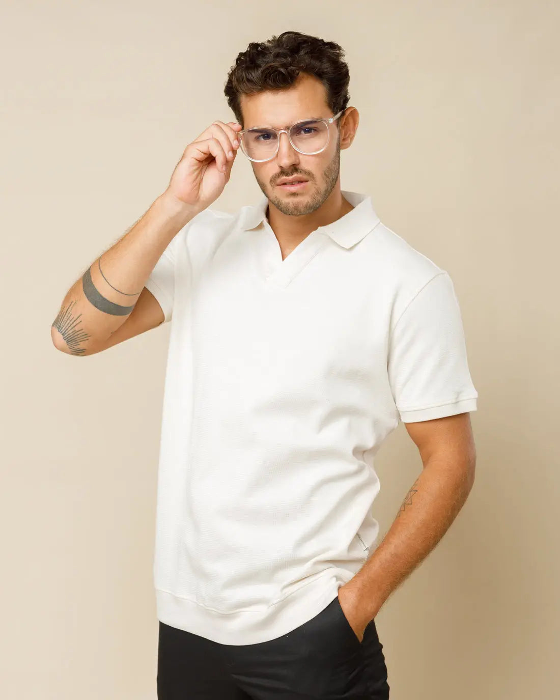 Johnny Collar Detailed Polo White-XL - Legacy London