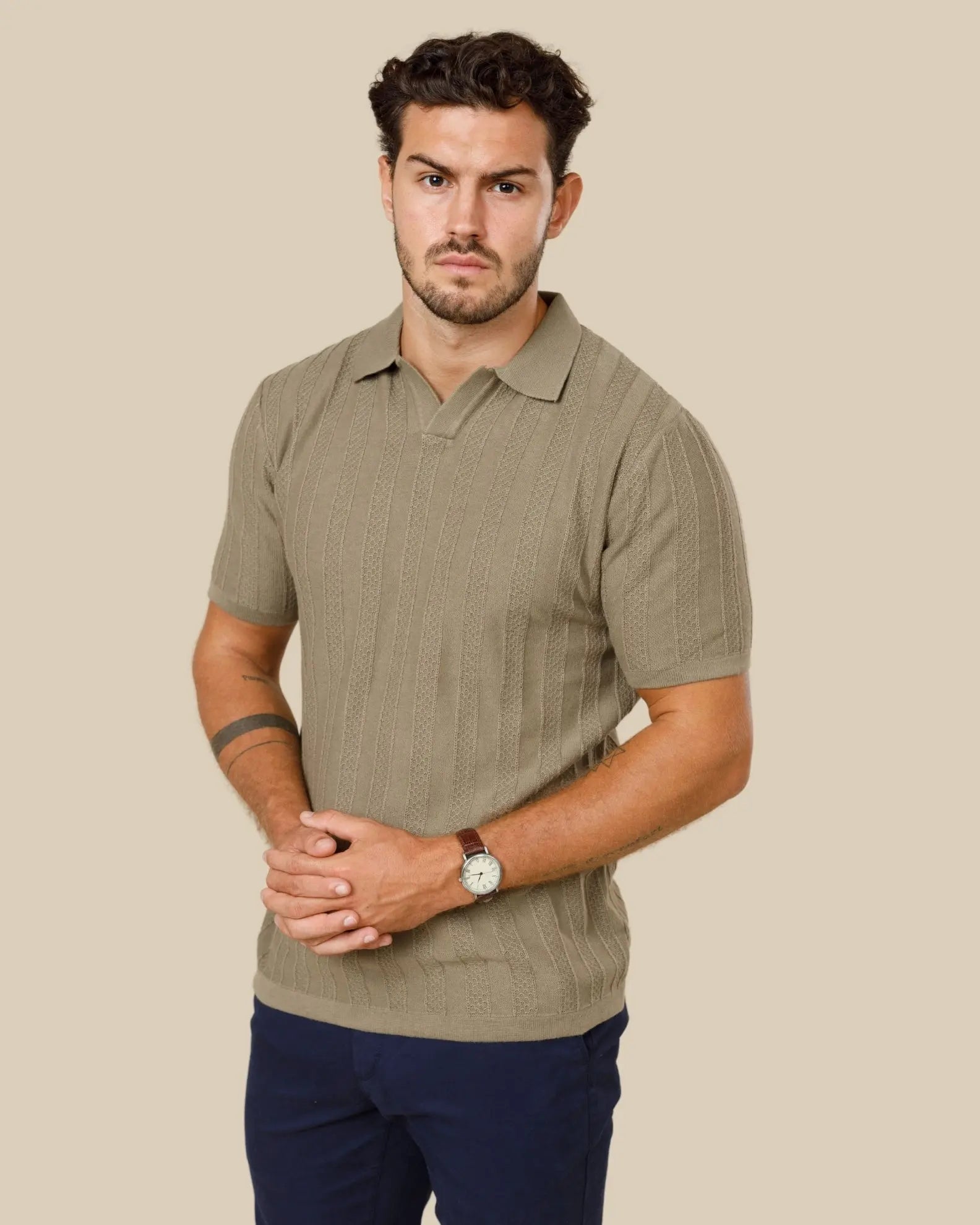 Johnny Collar Textured Knit Polo Legacy London