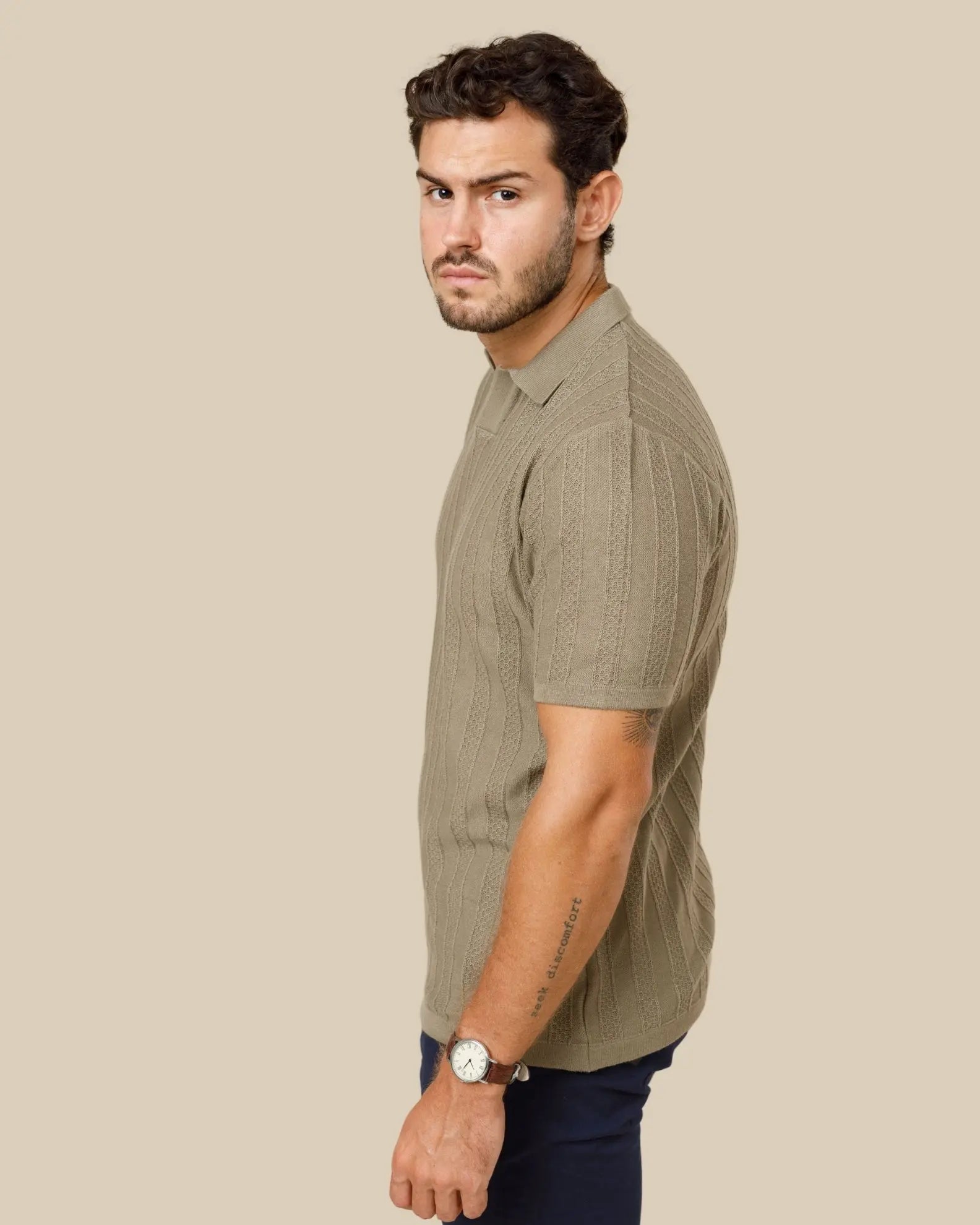 Johnny Collar Textured Knit Polo Legacy London