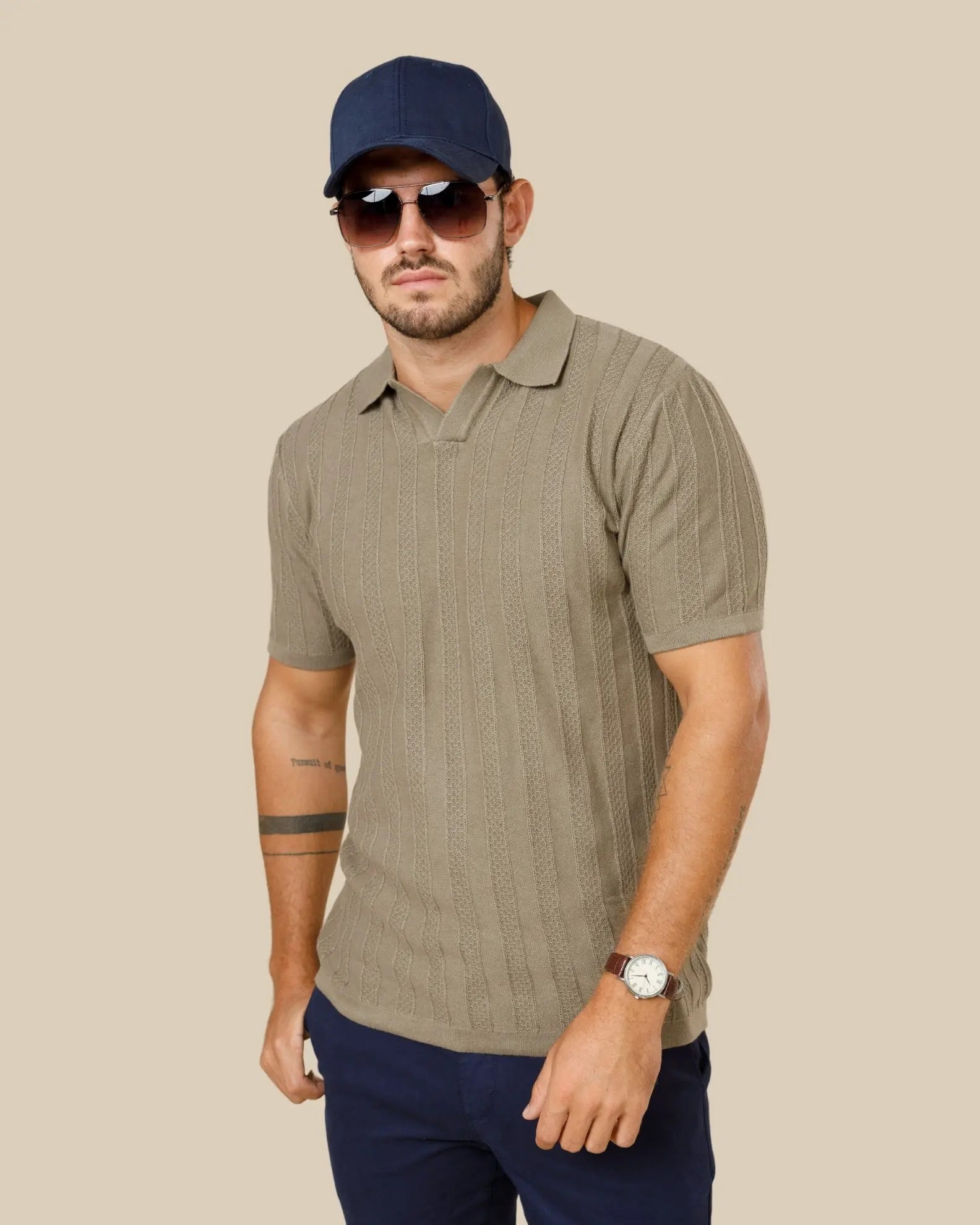 Johnny Collar Textured Knit Polo Legacy London