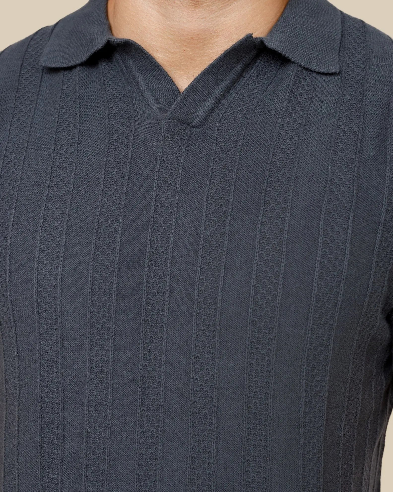 Johnny Collar Textured Knit Polo Legacy London