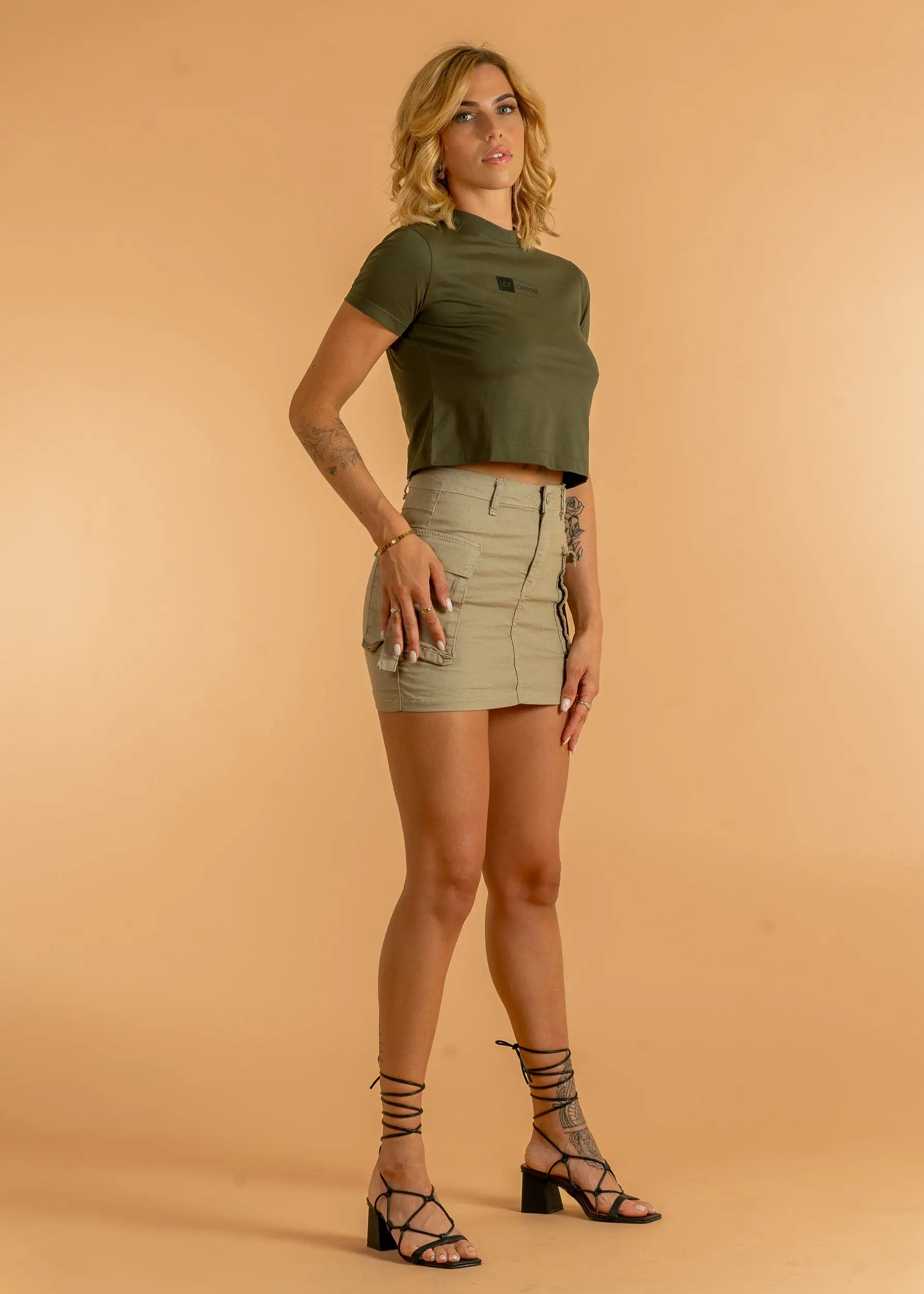 Khaki Classic Cropped Tee | Legacy London Legacy London