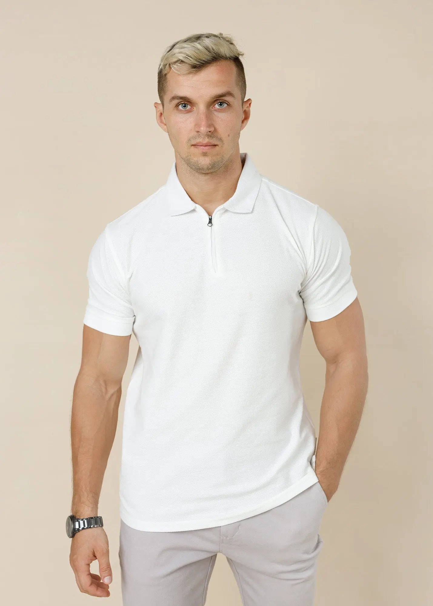 LEGACY LONDON MEN'S ZIPPER POLO Legacy London