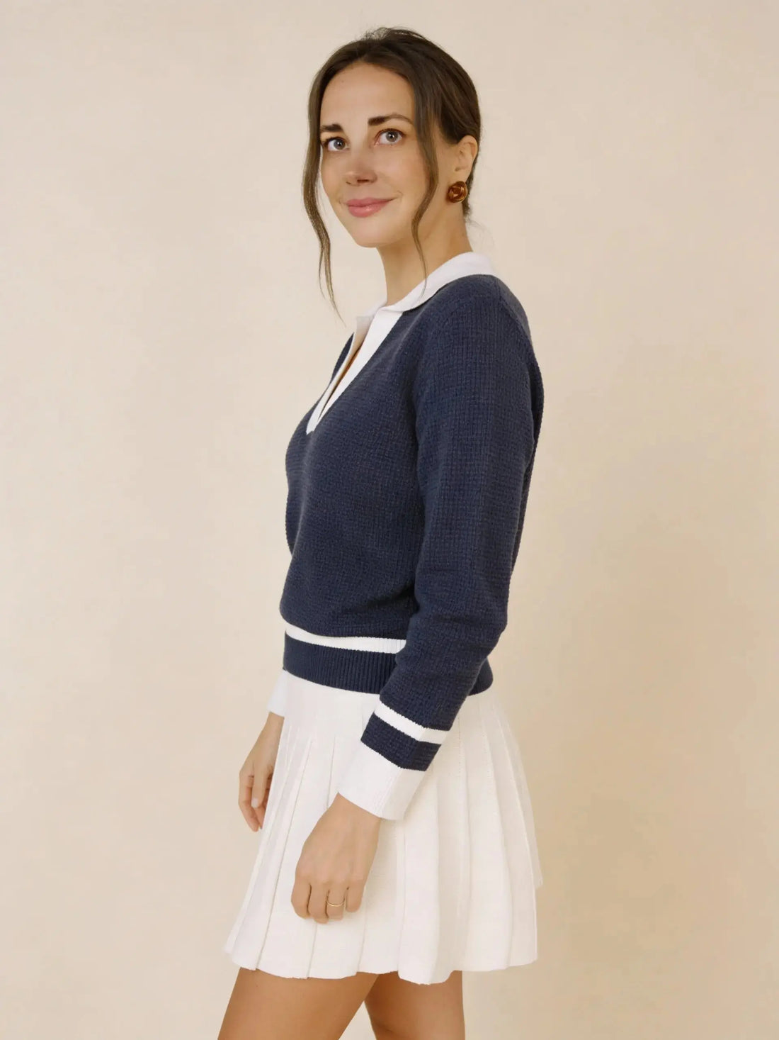 Ladies Contrast Collar Long Sleeved Polo  - Legacy London