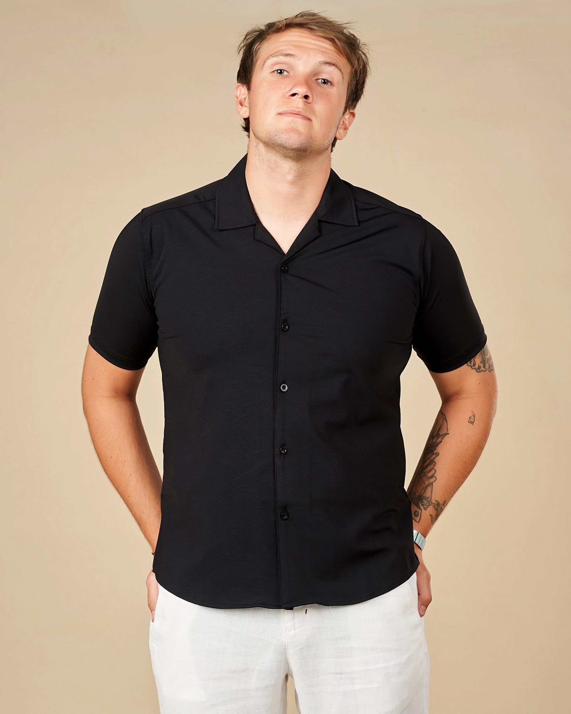 Legacy London Cuban Collar Performance Shirt Black / XL - Legacy London