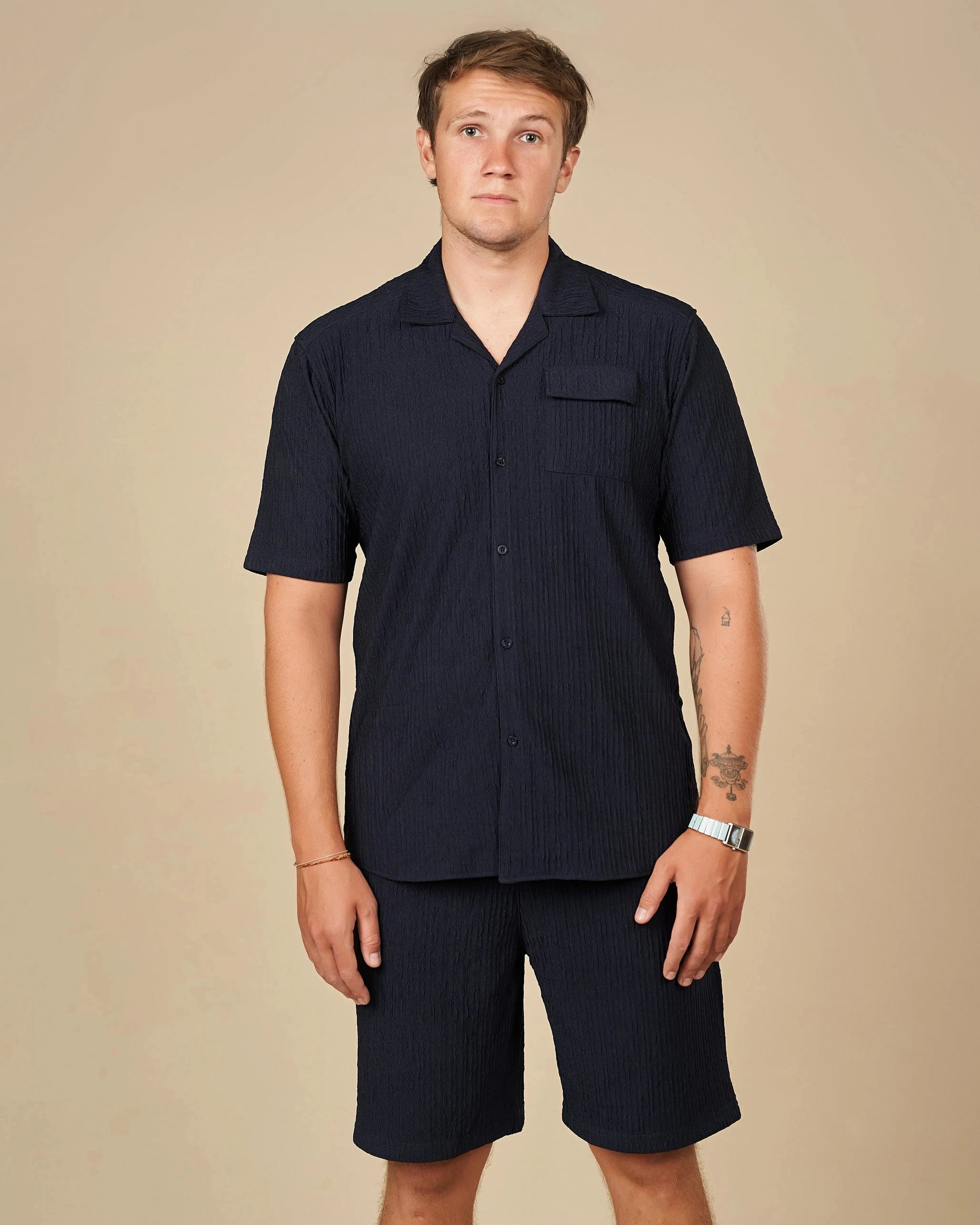 Legacy London Cuban Shirt & Shorts Co-Ord Set Navy Blue / XXL - Legacy London