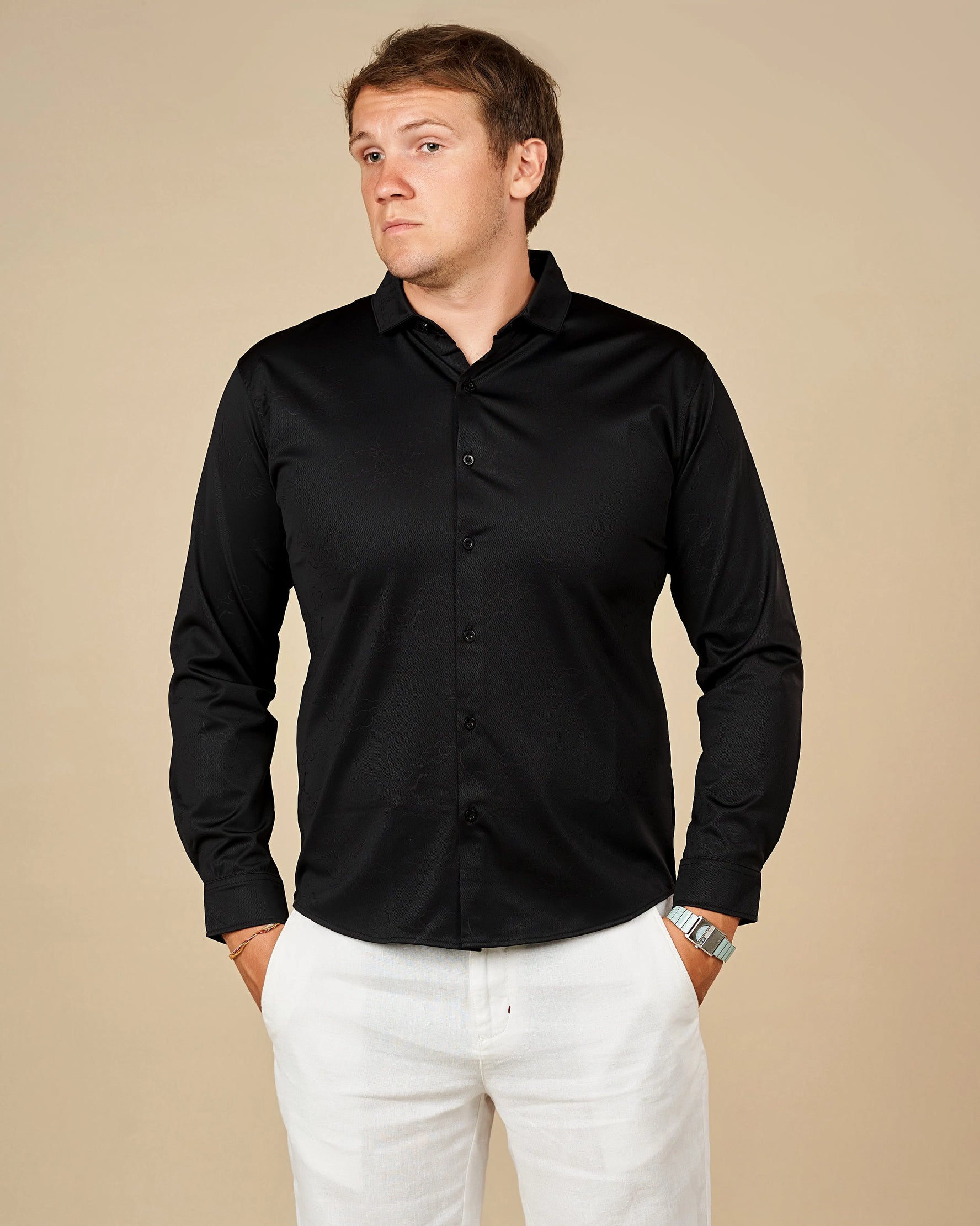 Legacy Premium Long-Sleeved Button-Down Shirt Black / XL - LCY London