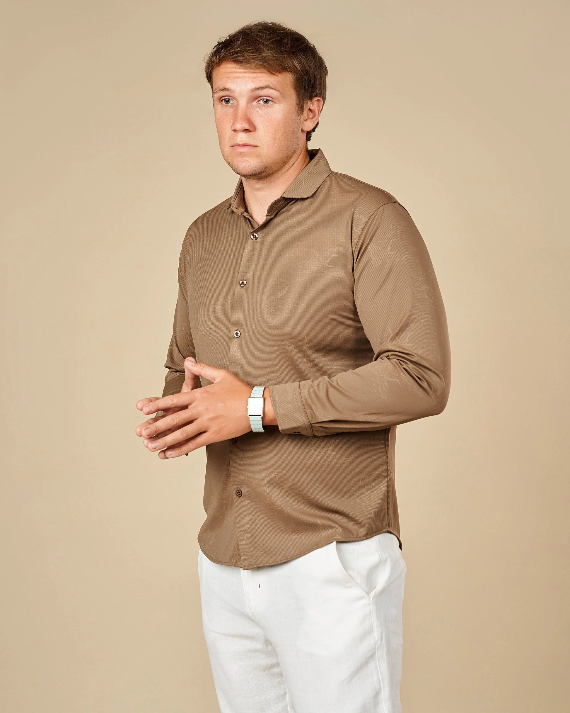 Legacy Premium Long-Sleeved Button-Down Shirt Brown / XL - LCY London