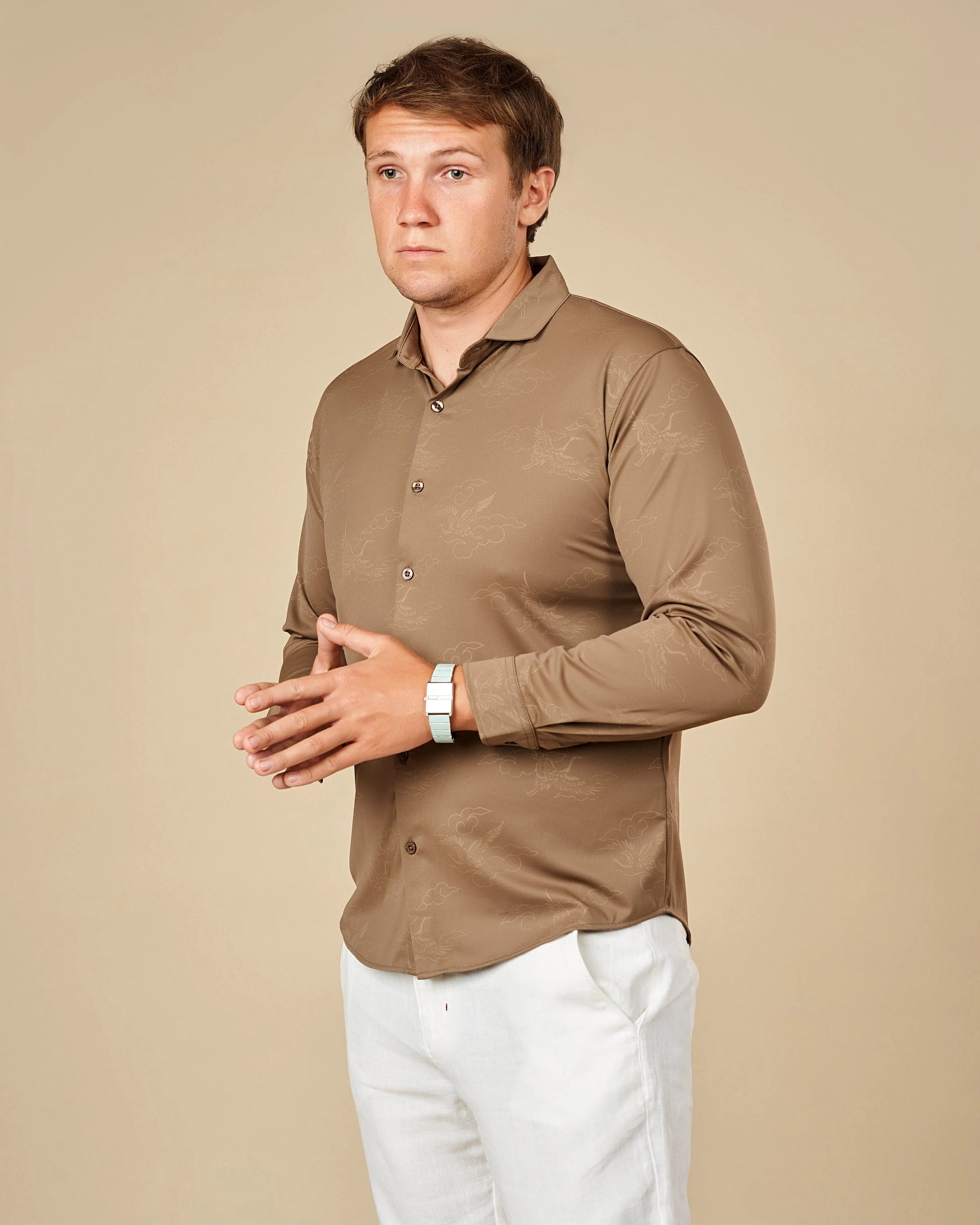 Legacy Premium Long-Sleeved Button-Down Shirt Brown / XL - LCY London