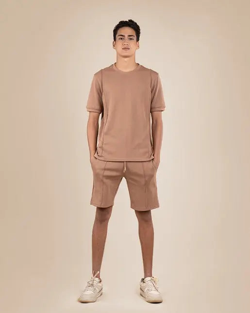 Line Detail Crewneck and Shorts set XL-Camel - Legacy London