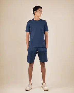 Line Detail Crewneck and Shorts set XL-Blue - Legacy London