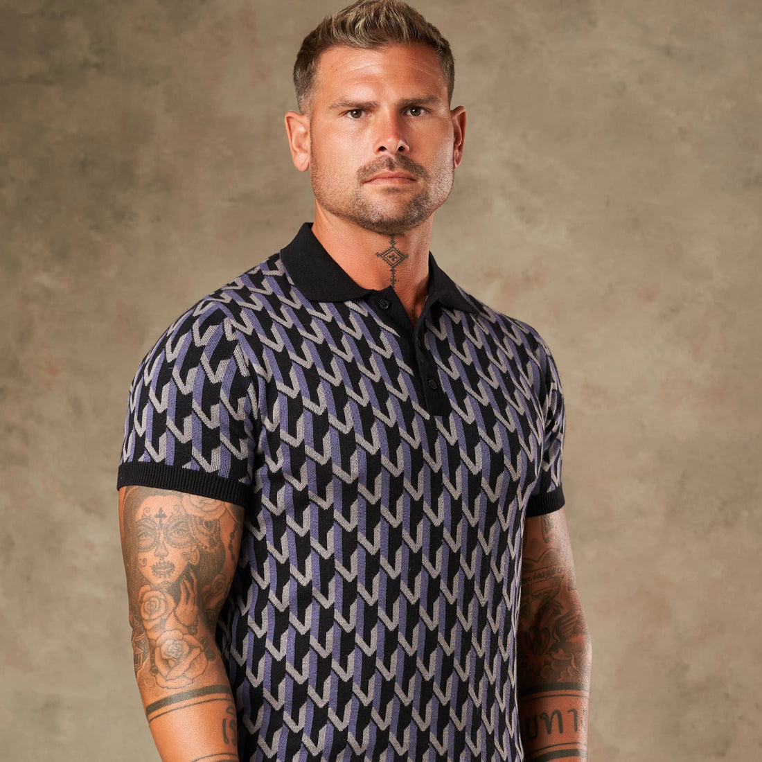 Majolica Geometric Jacquard Polo  - Legacy London