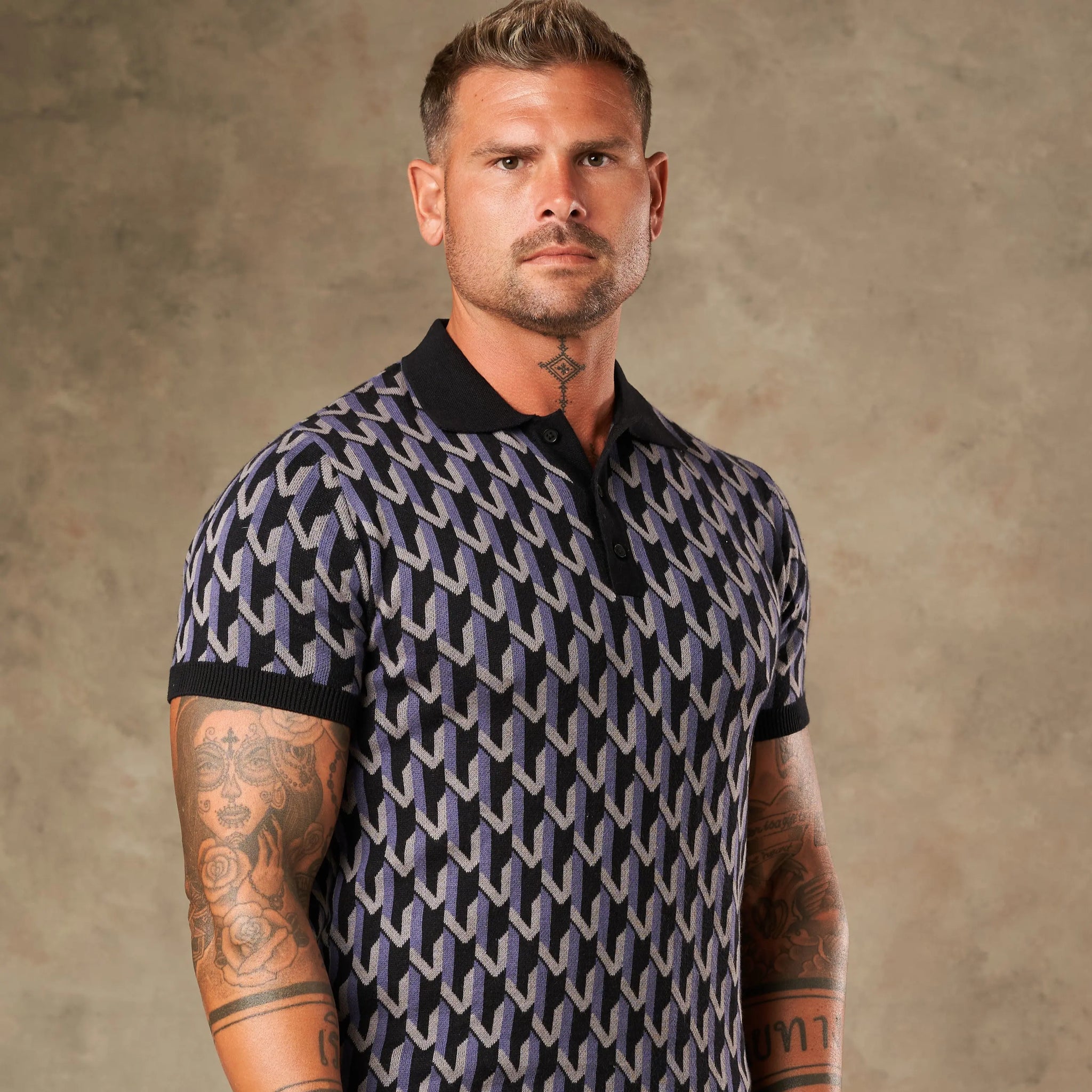 Majolica Geometric Jacquard Polo  - Legacy London