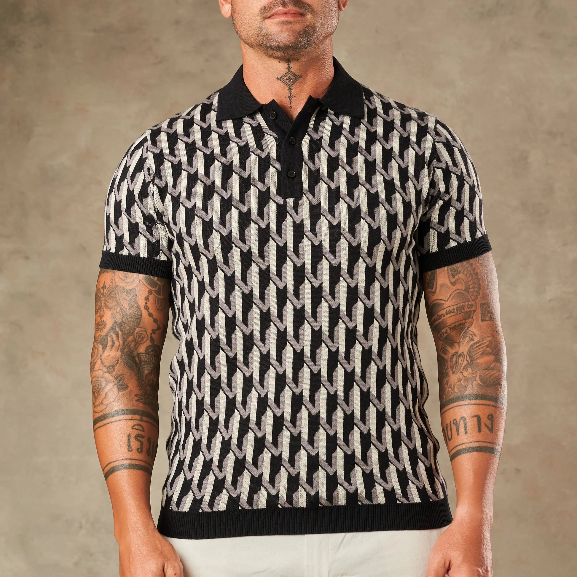 Majolica Geometric Jacquard Polo  - Legacy London