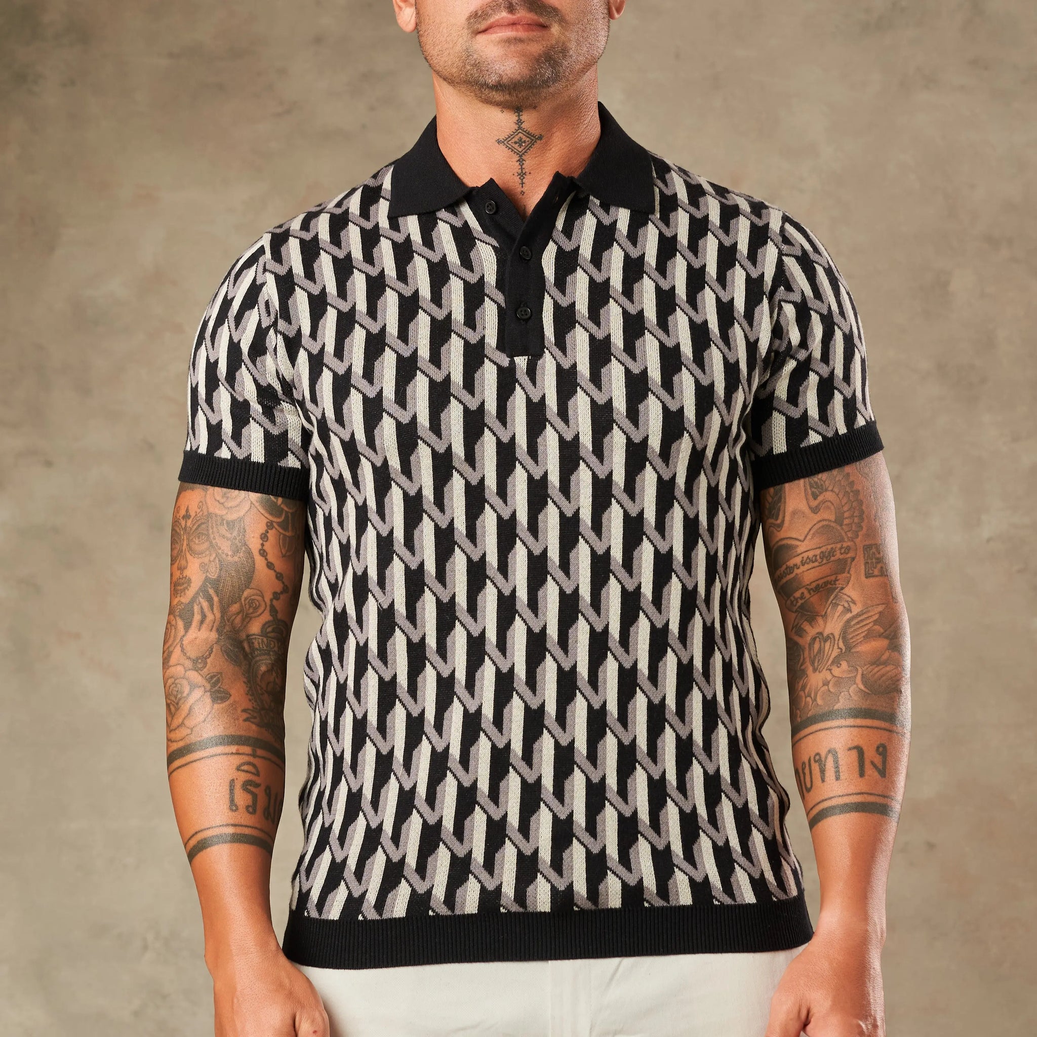 Majolica Geometric Jacquard Polo  - Legacy London