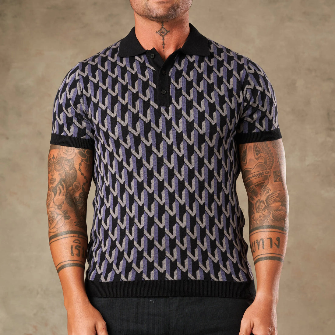 Majolica Geometric Jacquard Polo - Legacy London