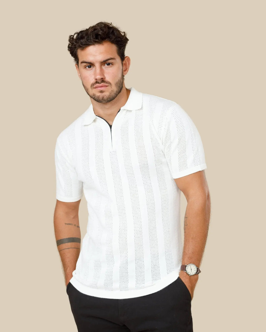Milano Textured Zipper Polo Legacy London