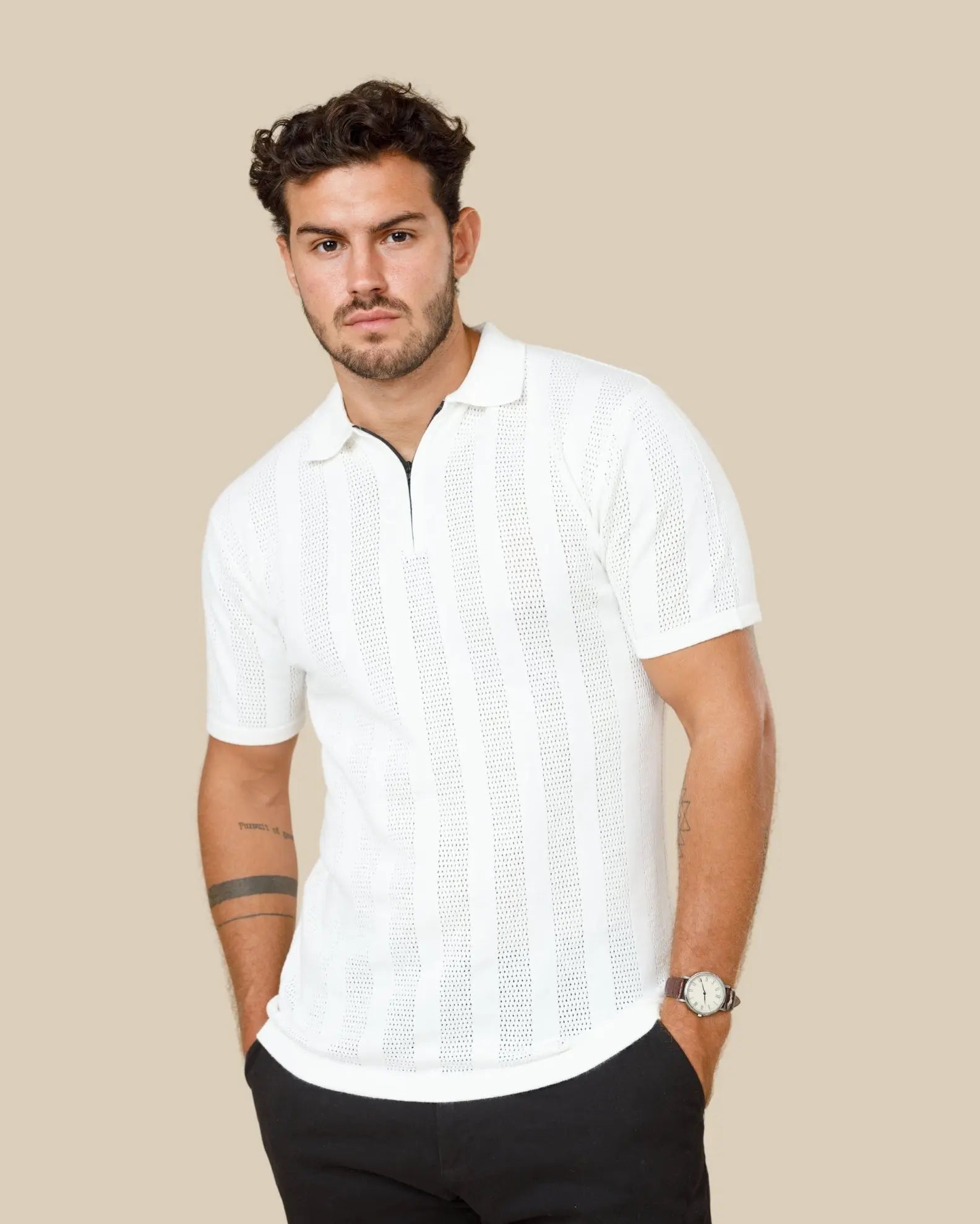Milano Textured Zipper Polo Legacy London