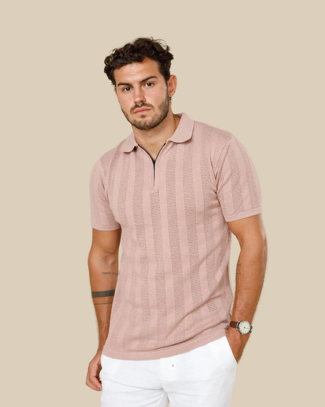 Milano Textured Zipper Polo Legacy London