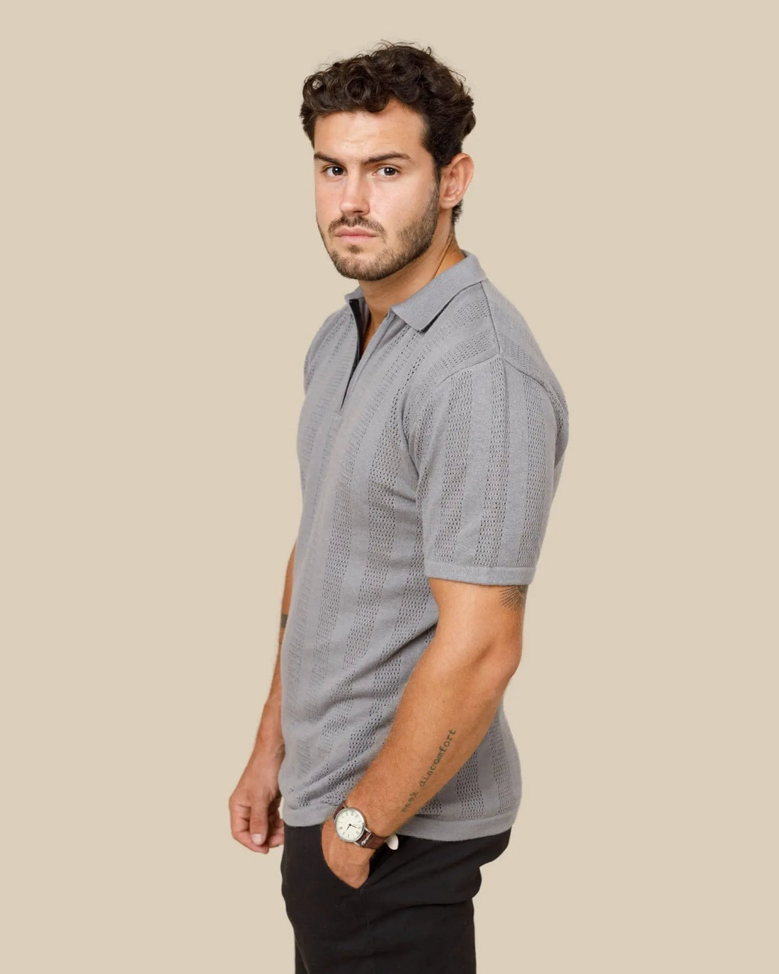Milano Textured Zipper Polo Legacy London