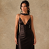 Mount Street Satin Scarf-Neck Maxi Dress  - LCY London