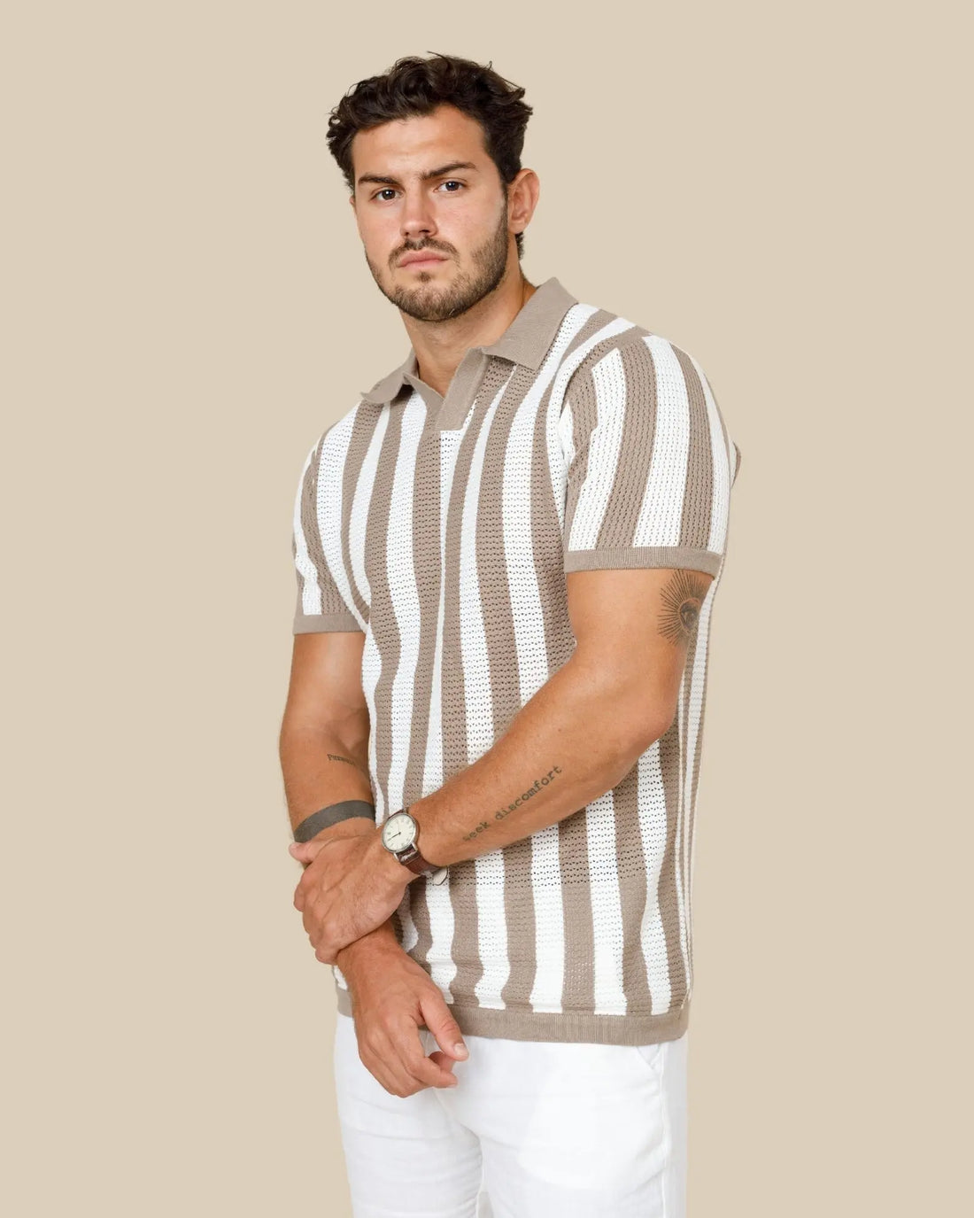 Pure Cotton Striped Knit Polo Shirt Legacy London