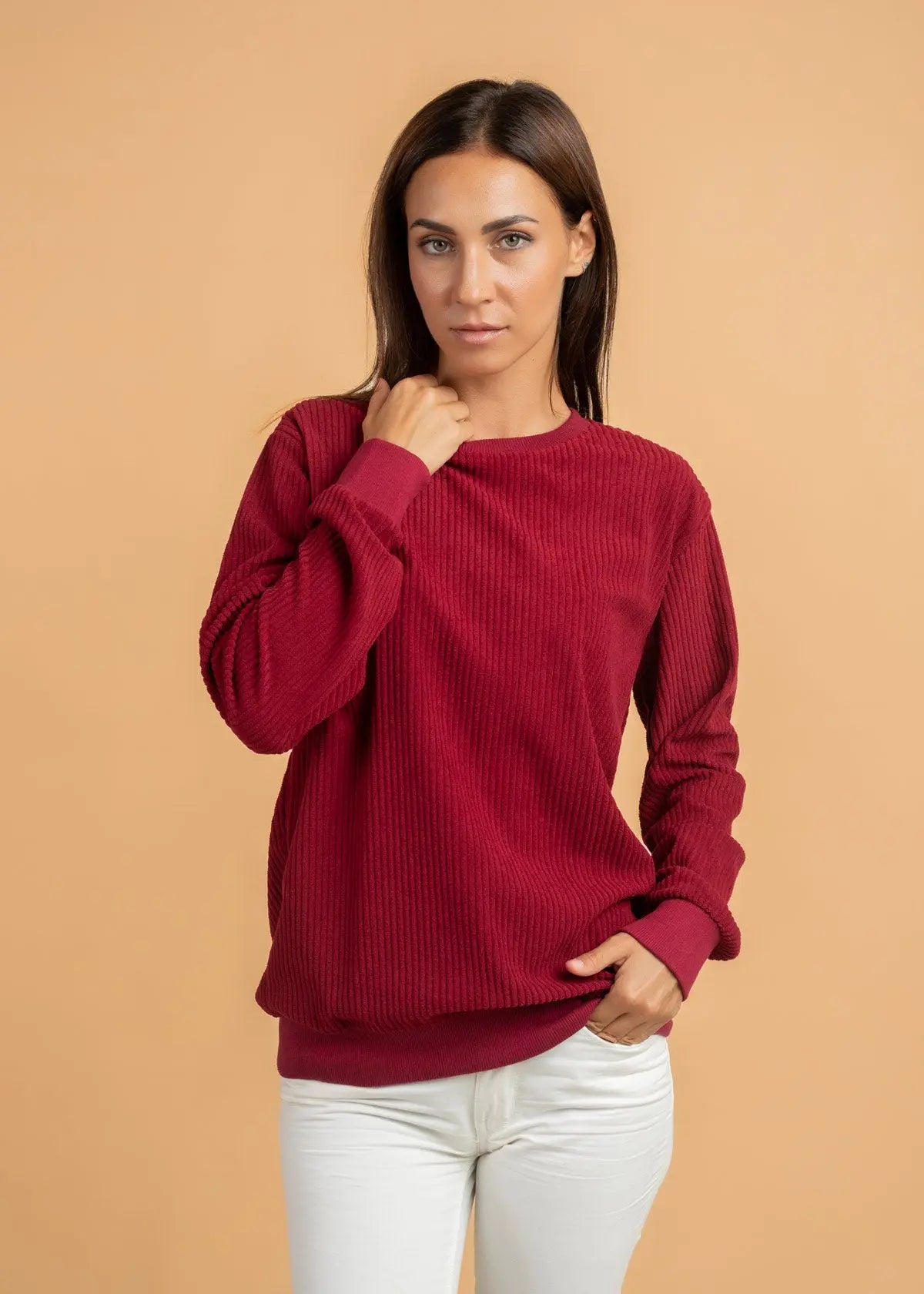Ribbed Velvet Crewnck Jumper Legacy London