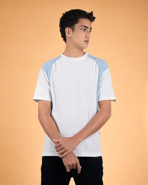 Shoulder Accent Textured Tee White-XL - Legacy London