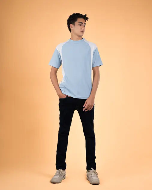 Shoulder Accent Textured Tee SKY-BLUE-XL - Legacy London