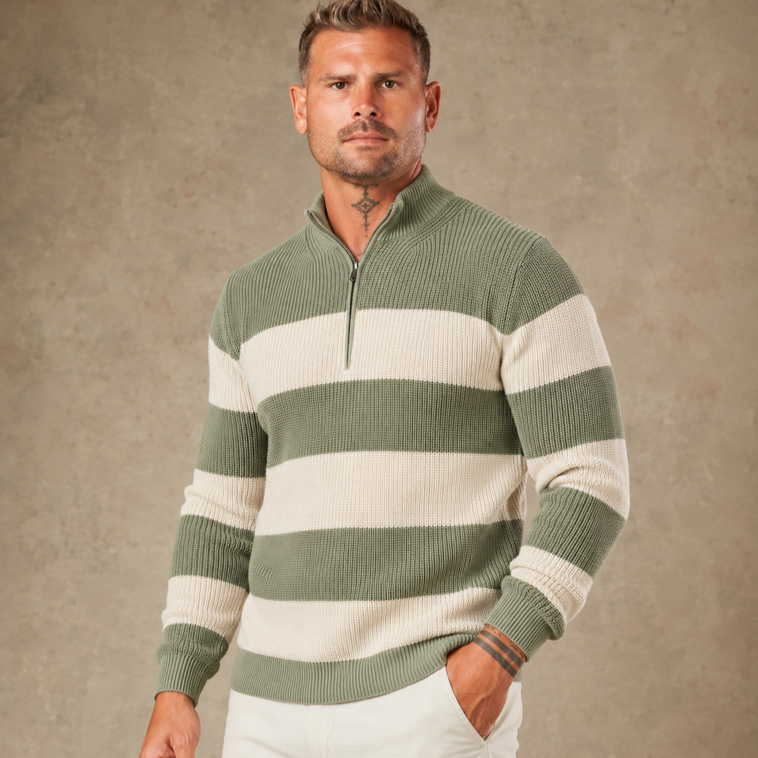 Soft Horizon Zipper Pullover  - LCY London