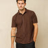 Spread Collar Button Down Shirt Brown-XL - Legacy London