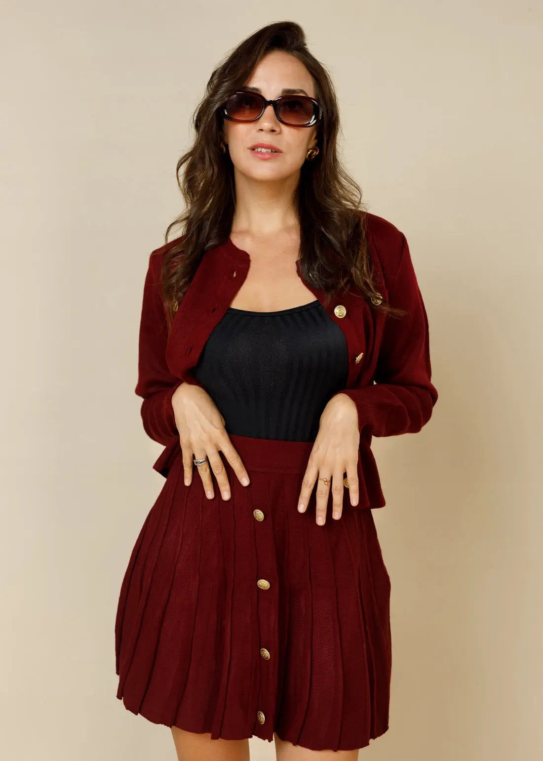 The Windsor Knit Blouse & Mini Skirt  - Legacy London