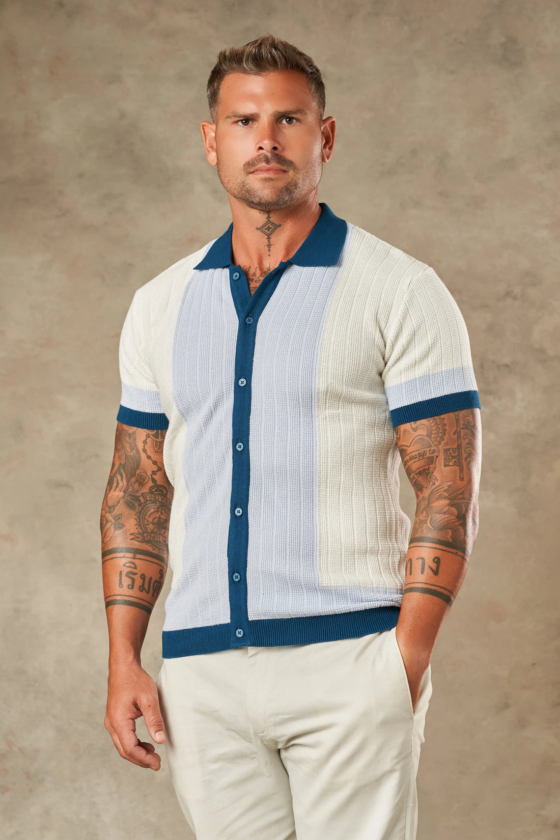 Tri Tone Riviera Button Down Shirt  - Legacy London