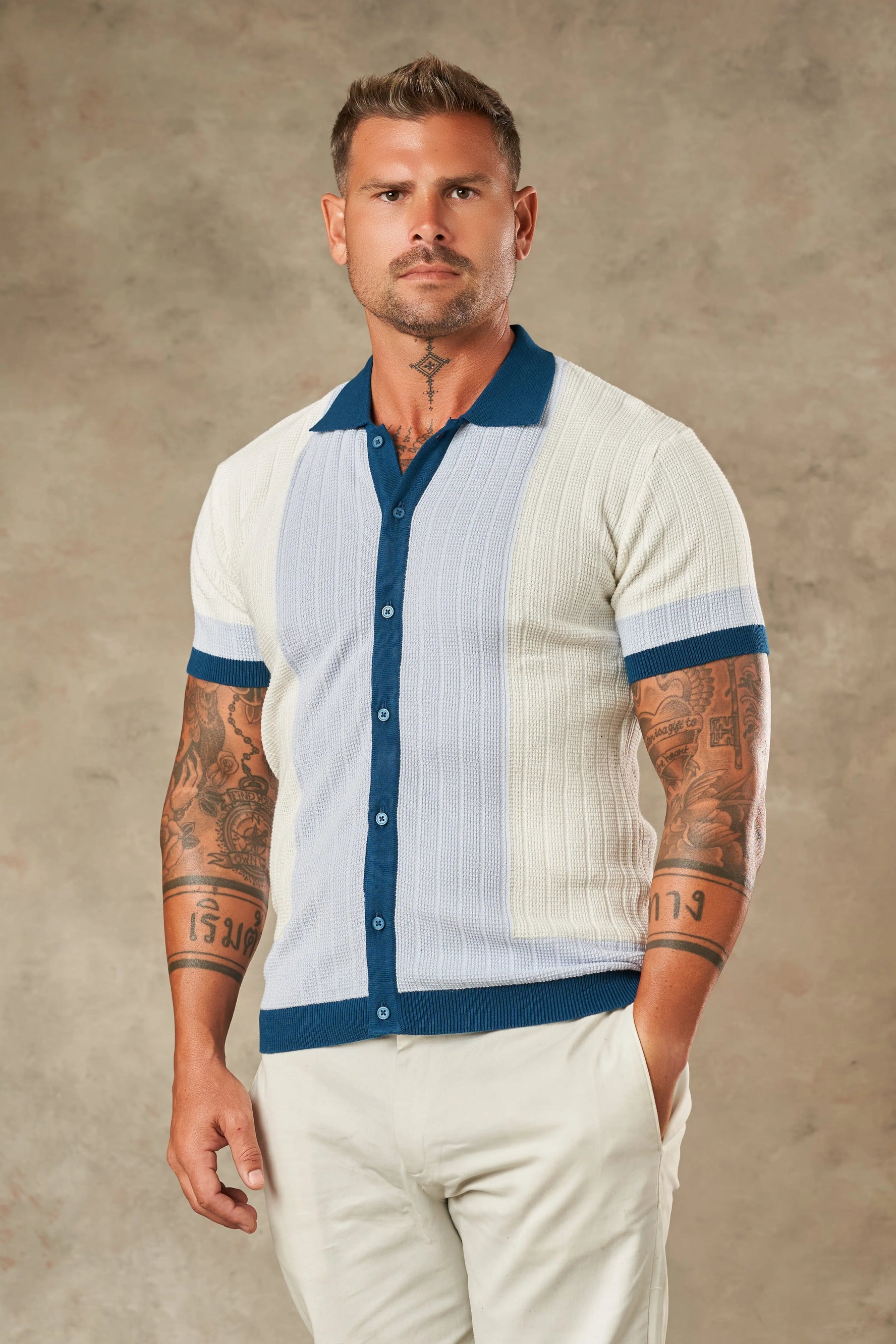 Tri Tone Riviera Button Down Shirt  - Legacy London