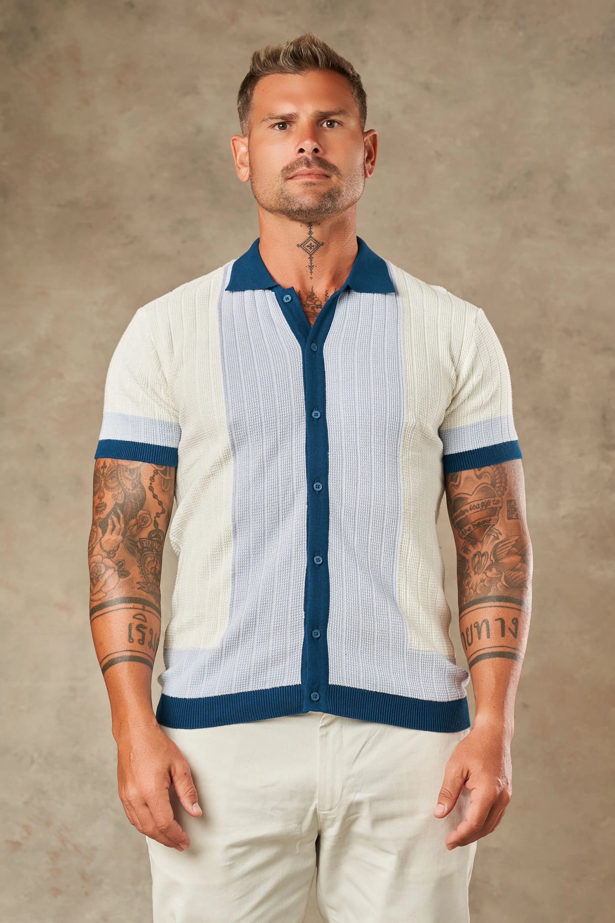 Tri Tone Riviera Button Down Shirt  - Legacy London