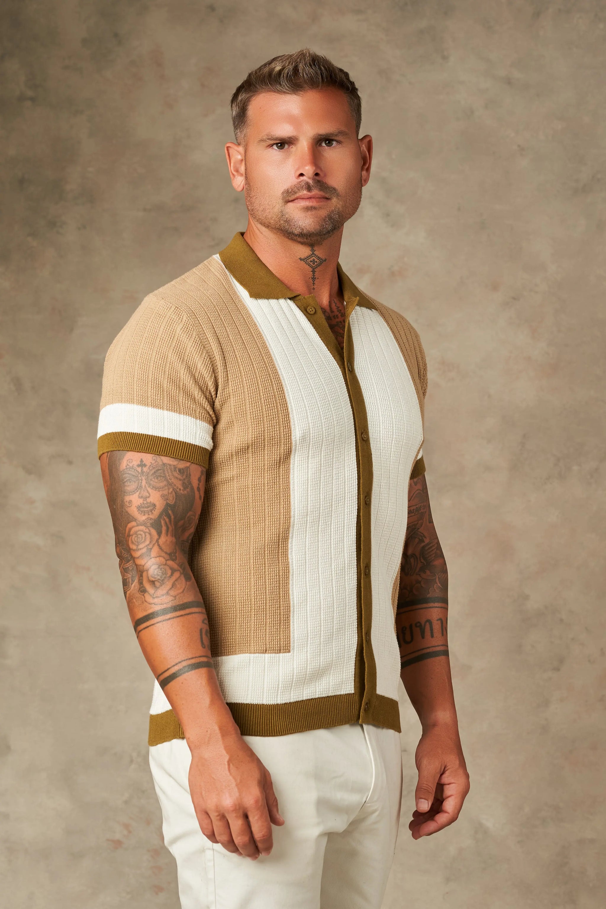 Tri Tone Riviera Button Down Shirt  - Legacy London