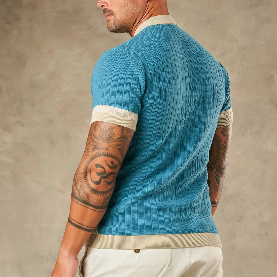 Vertical Colour Block Zipper Polo - Legacy London