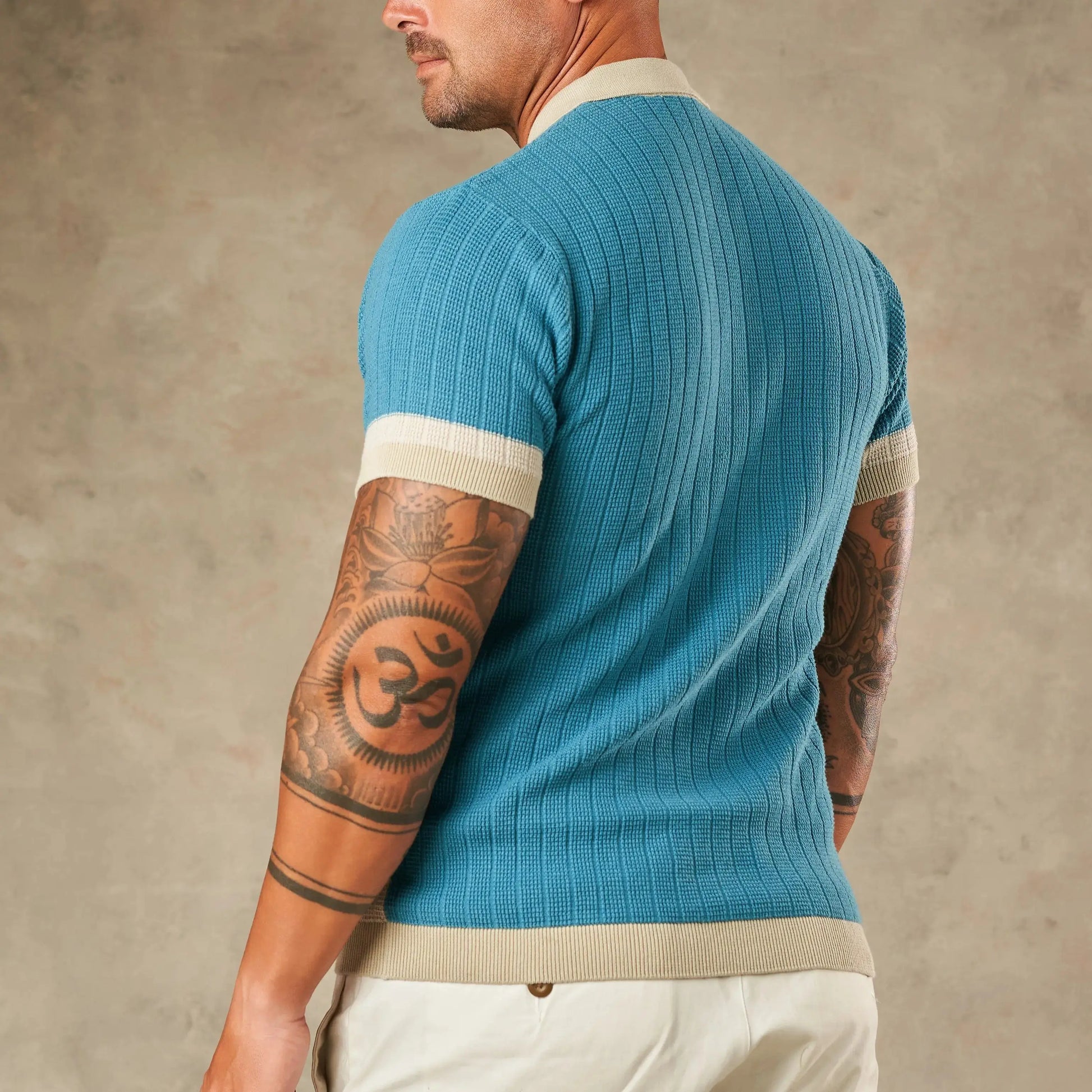 Vertical Colour Block Zipper Polo - Legacy London