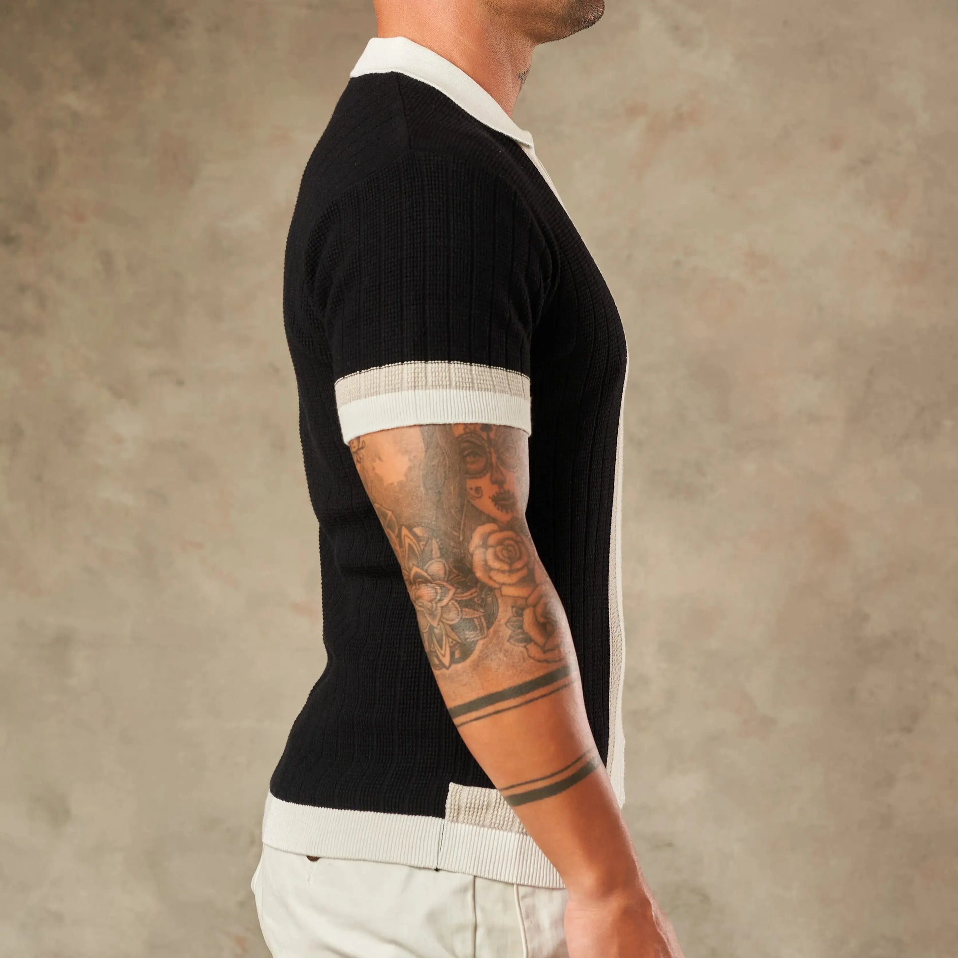 Vertical Colour Block Zipper Polo - Legacy London