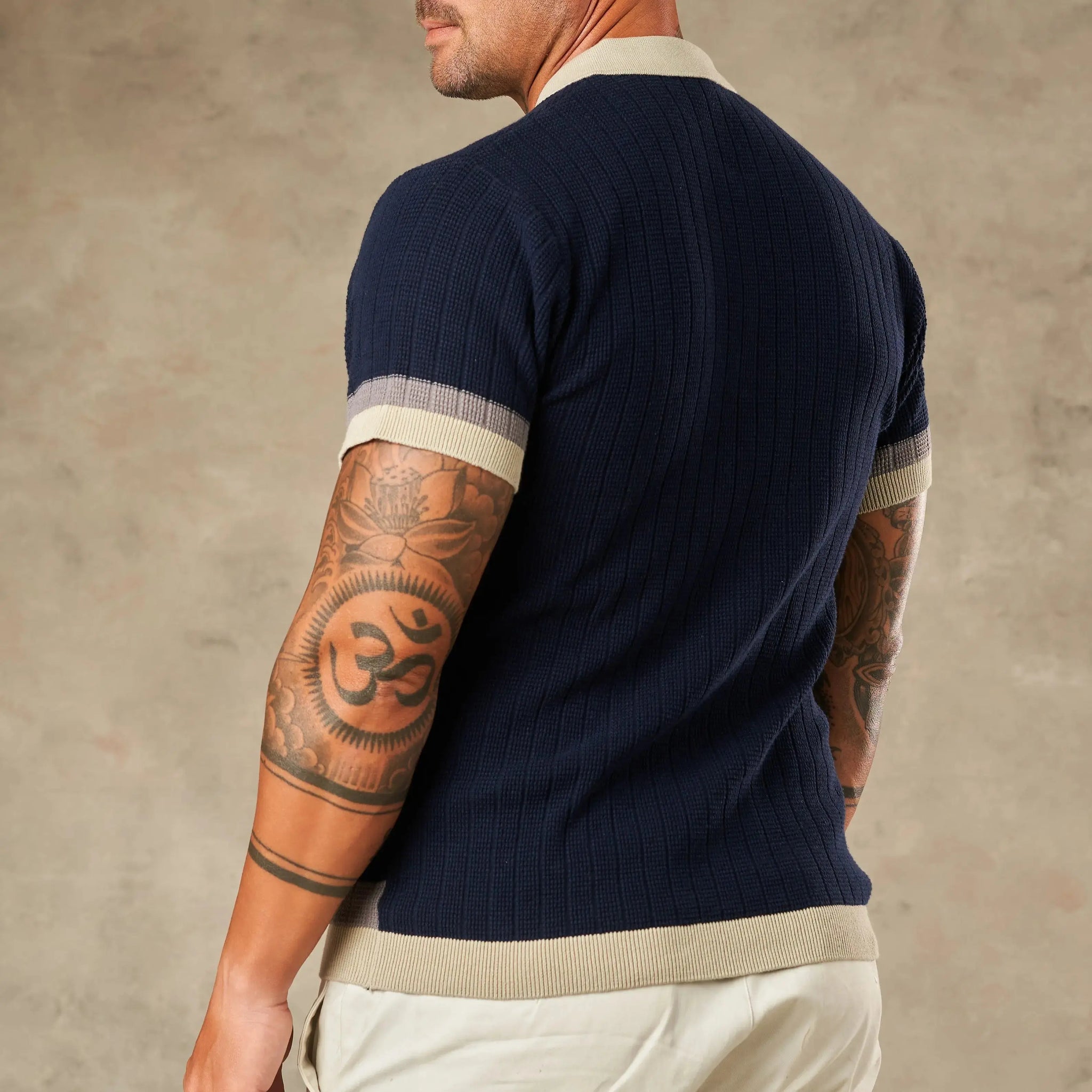 Vertical Colour Block Zipper Polo - Legacy London