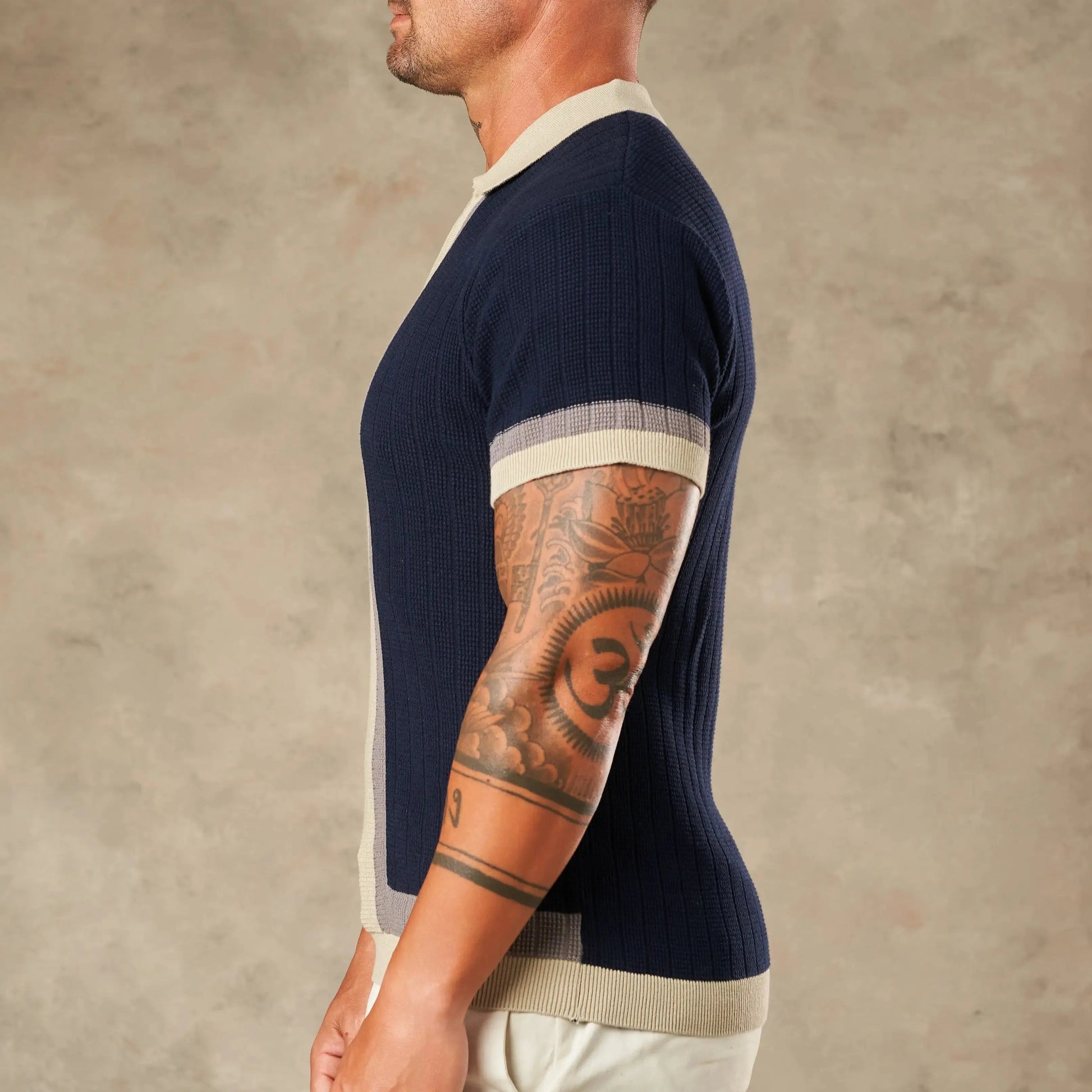 Vertical Colour Block Zipper Polo - Legacy London