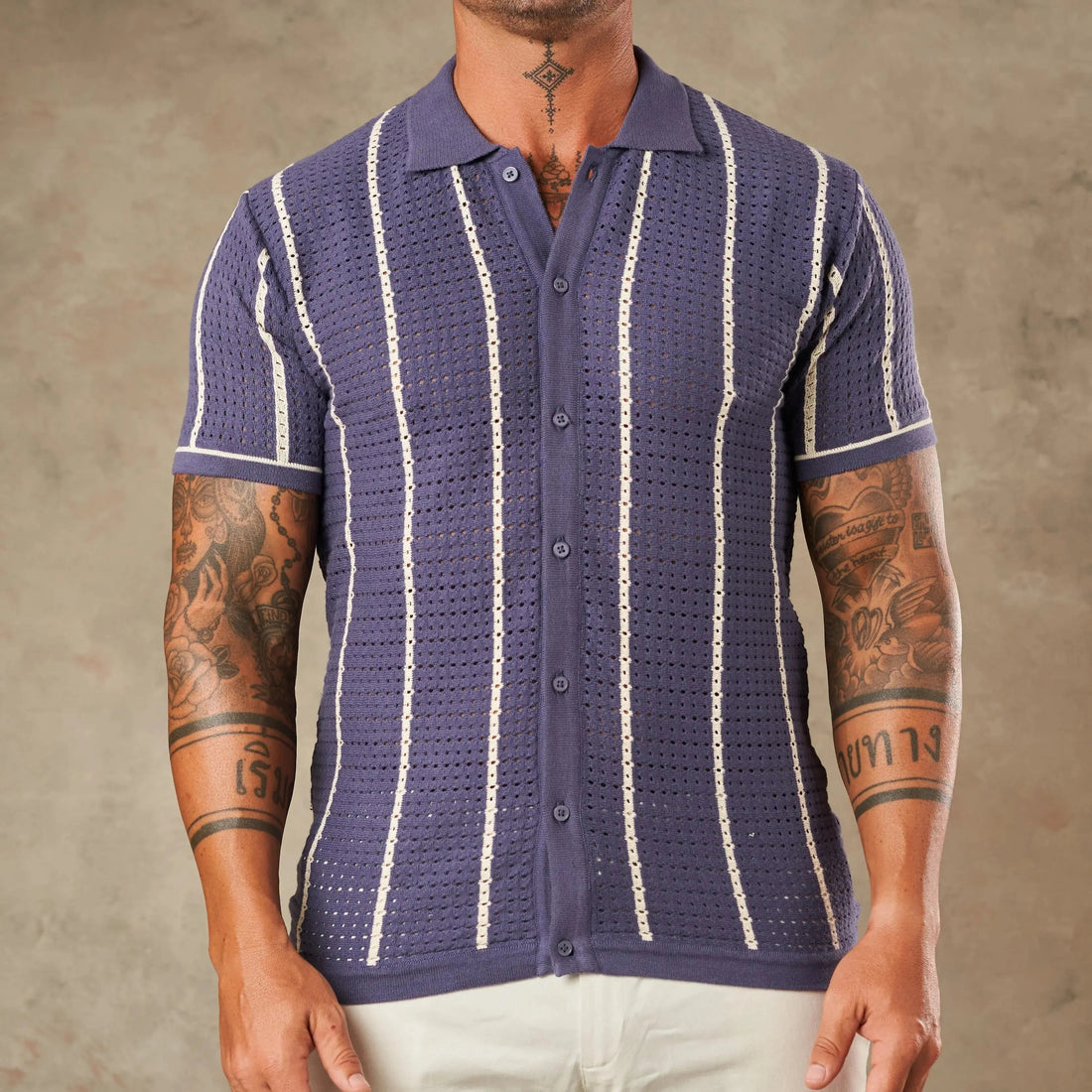 Vertical Pointelle Button Down  - Legacy London