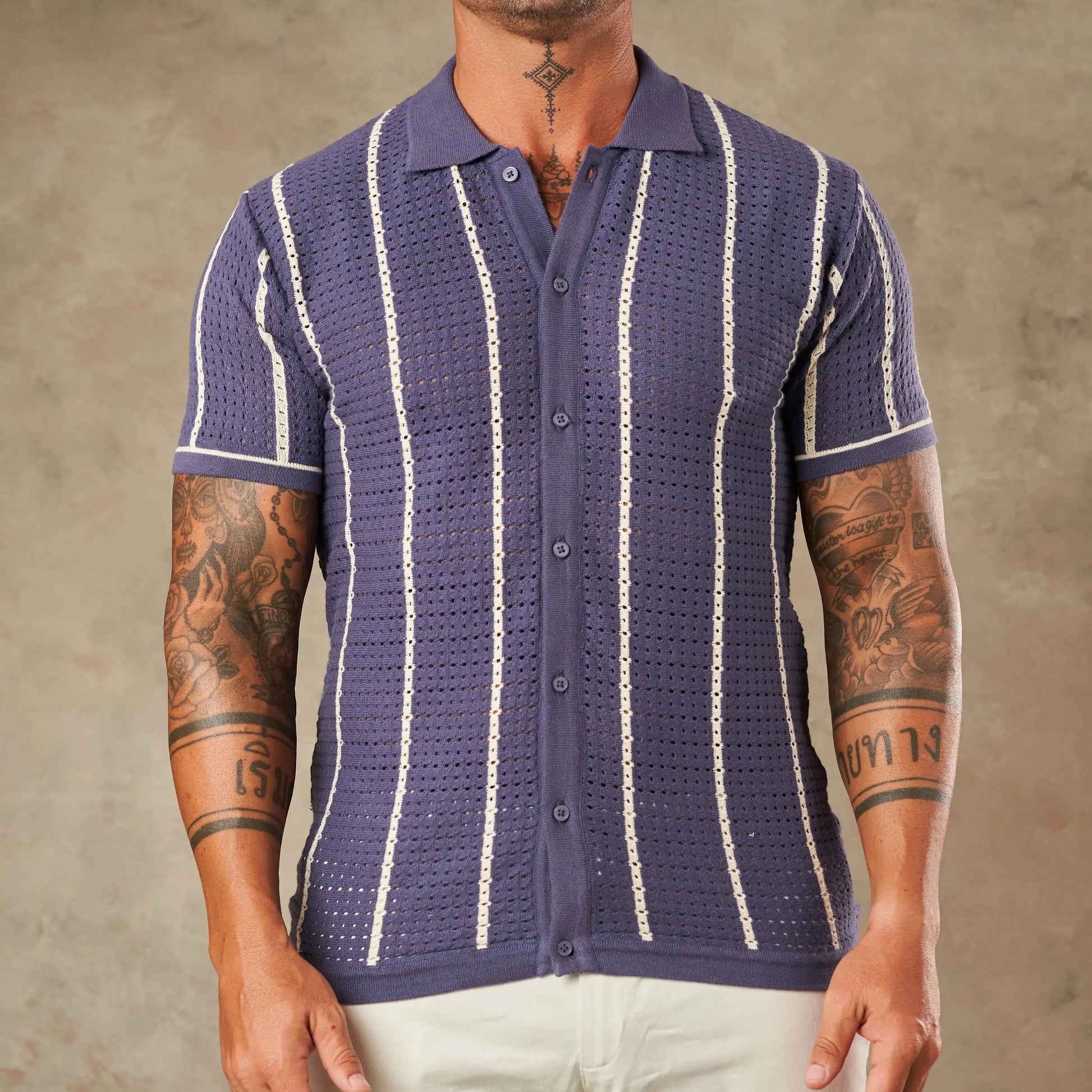 Vertical Pointelle Button Down  - Legacy London