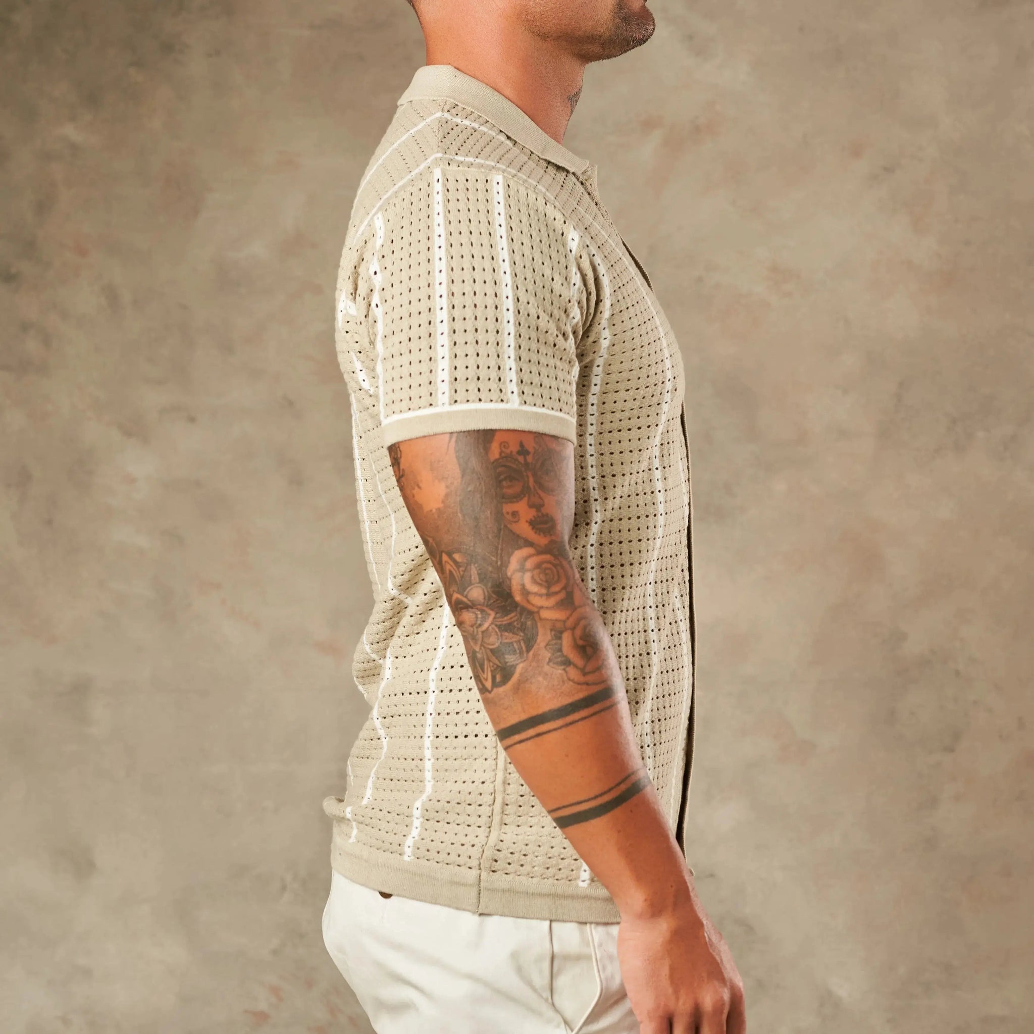 Vertical Pointelle Button Down  - Legacy London