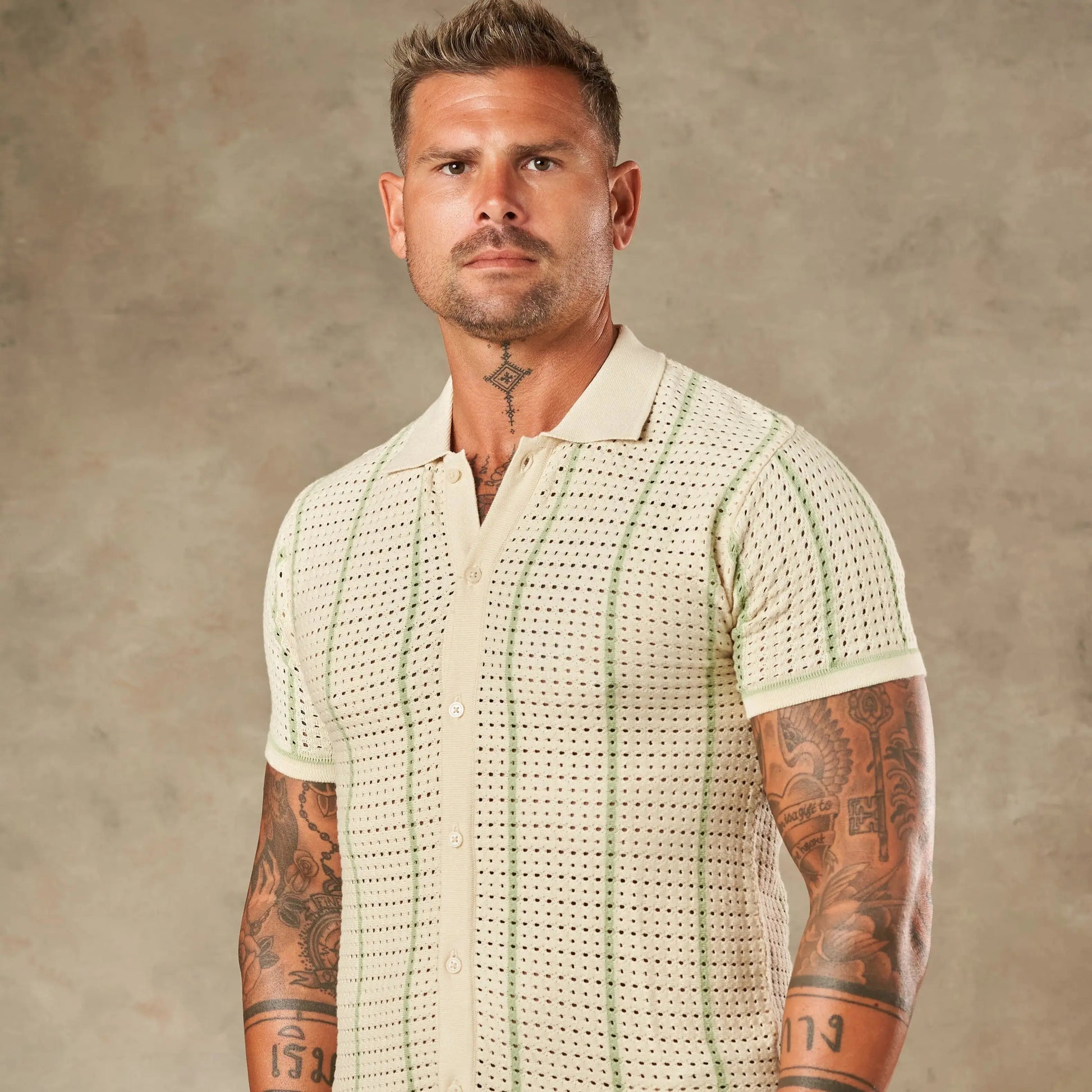 Vertical Pointelle Button Down  - Legacy London