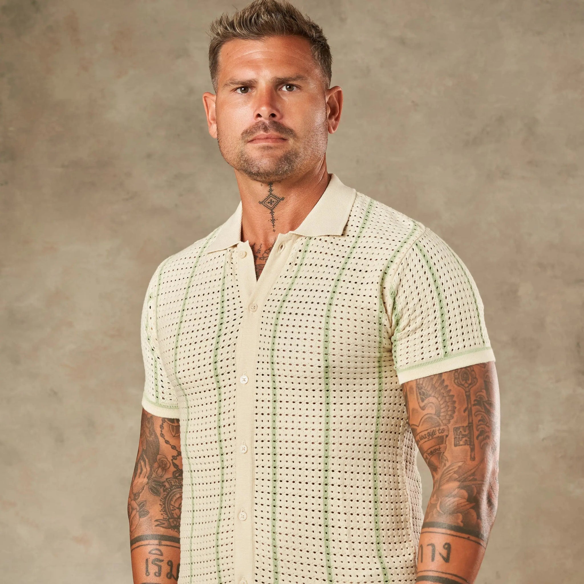 Vertical Pointelle Button Down  - Legacy London