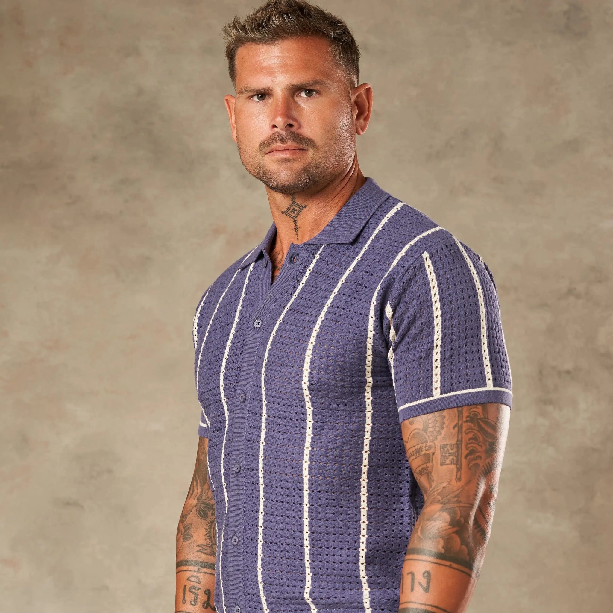 Vertical Pointelle Button Down  - Legacy London
