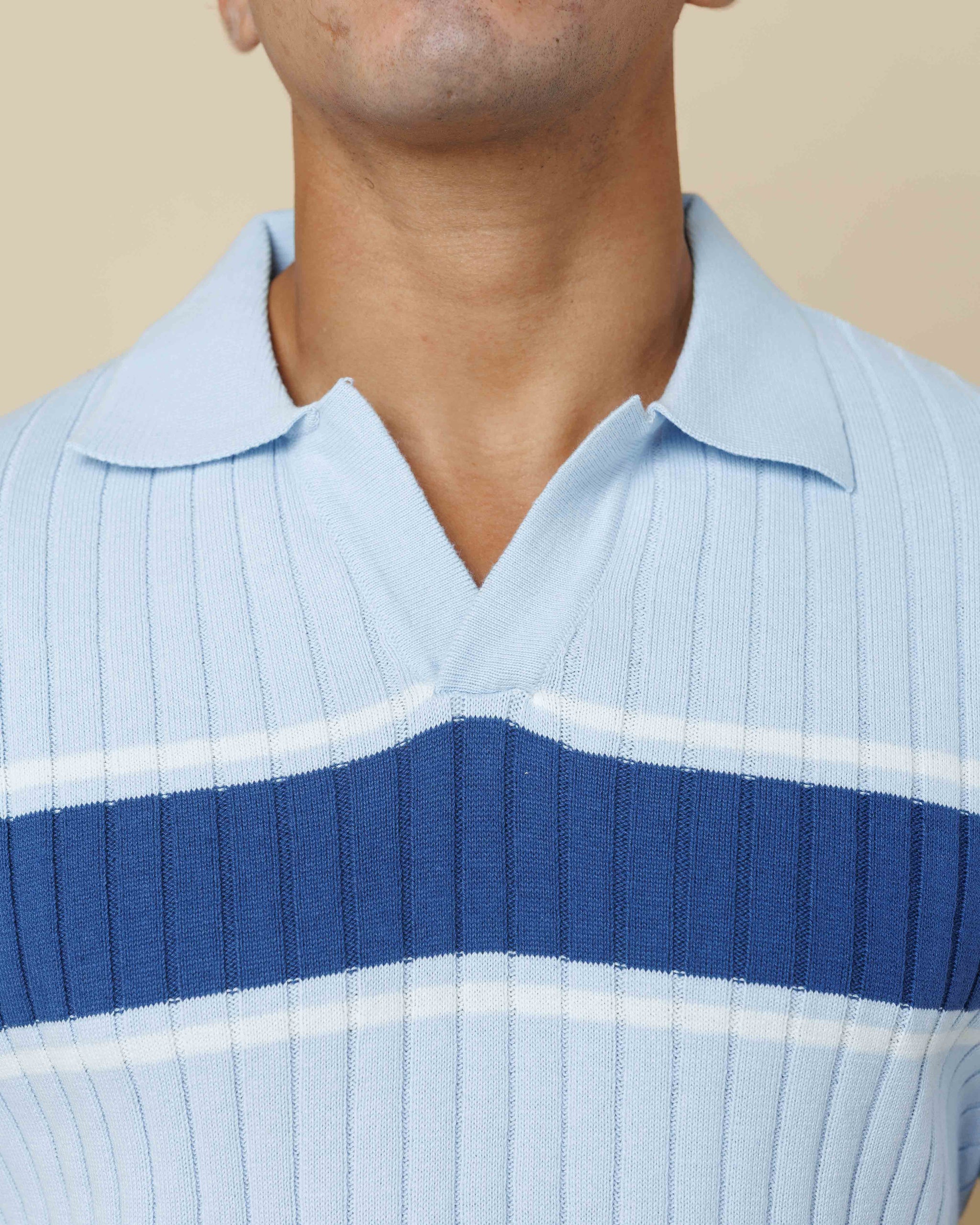 Vintage Striped Flat Knit Cotton Polo  - Legacy London