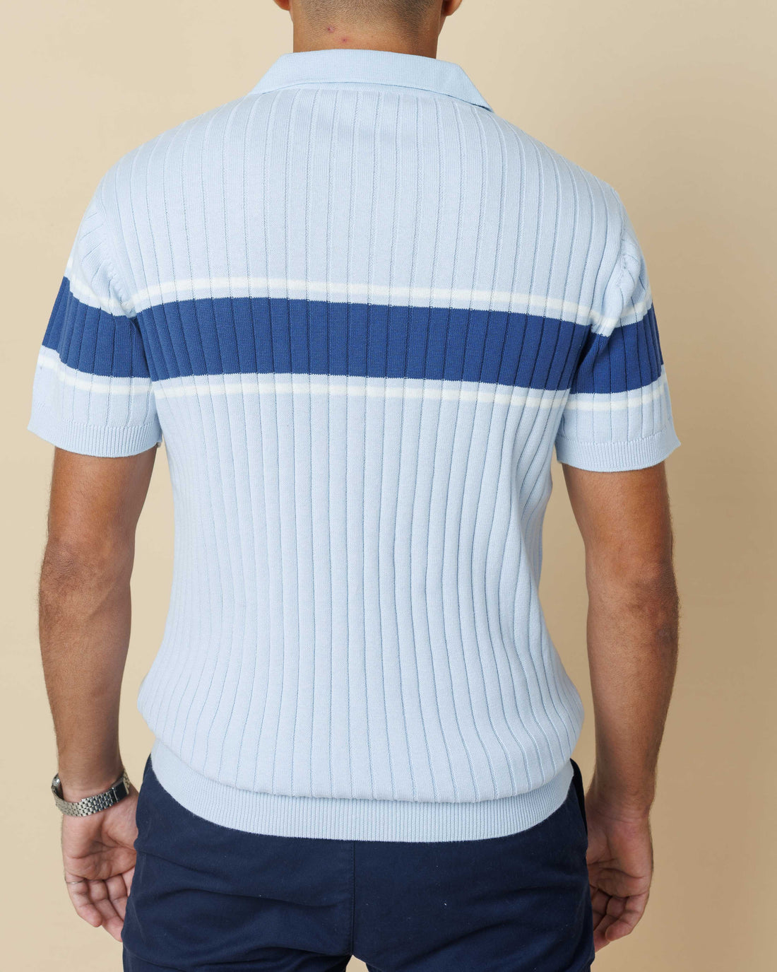 Vintage Striped Flat Knit Cotton Polo  - Legacy London